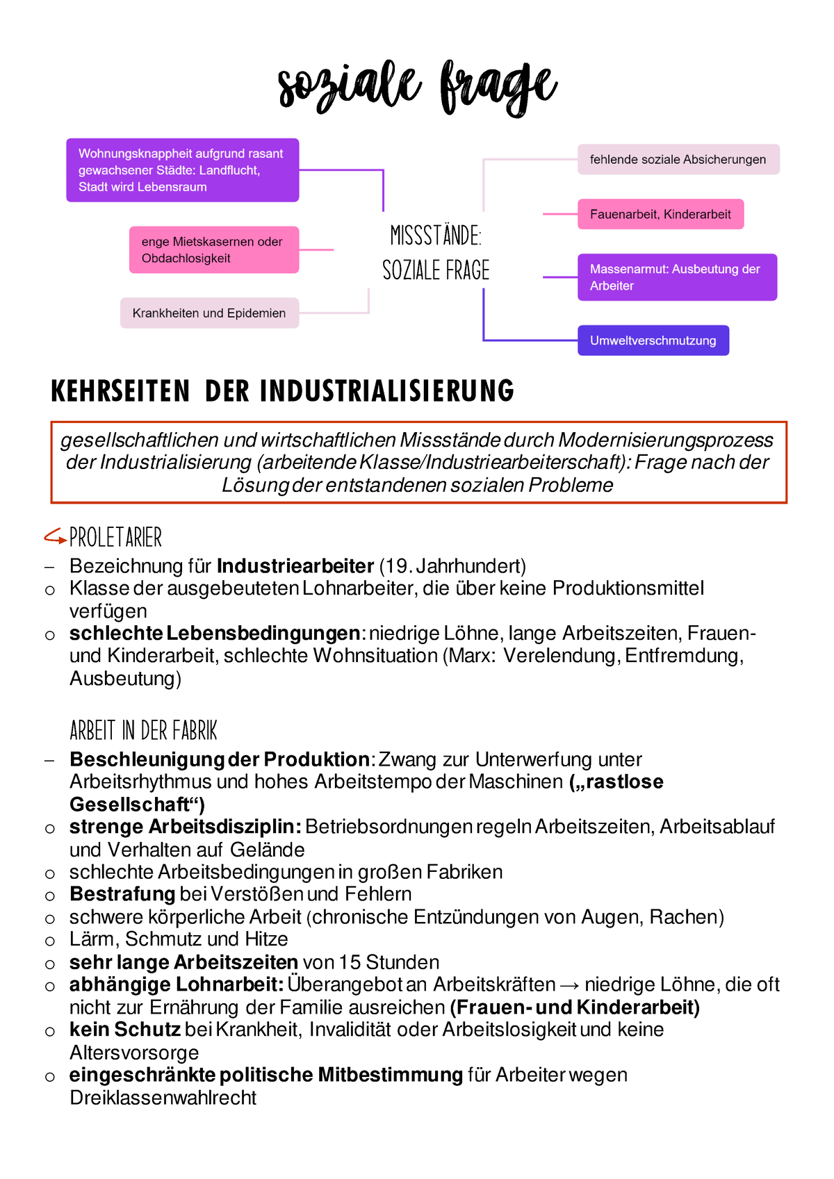 1 Soziale Frage - Negative Folgen Der Industrialisierung Auf Jegliche ...