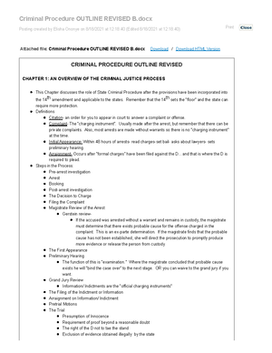 Crim pro outline - Summary Criminal Procedure - Crim Pro Barbri Outline ...