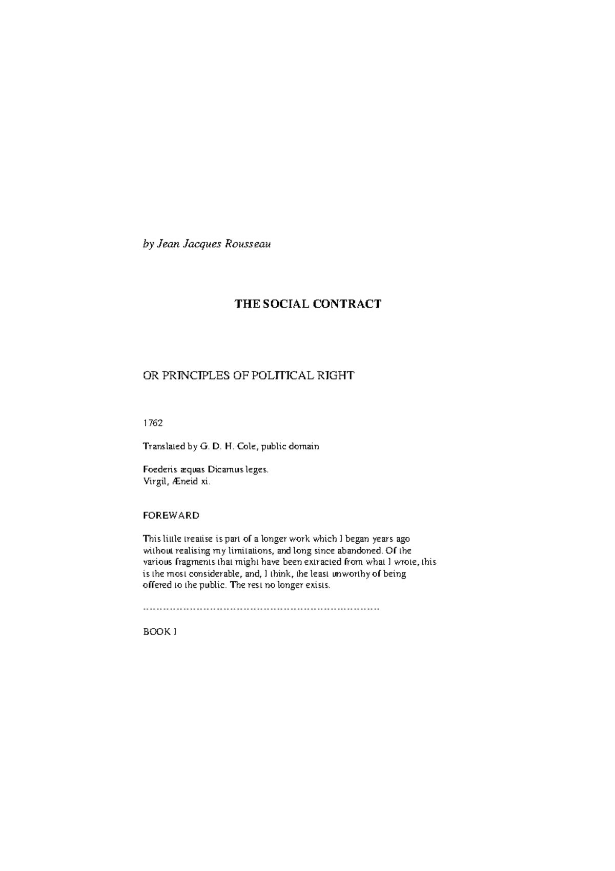 Rousseau contrat-social - by Jean Jacques Rousseau THE SOCIAL CONTRACT ...