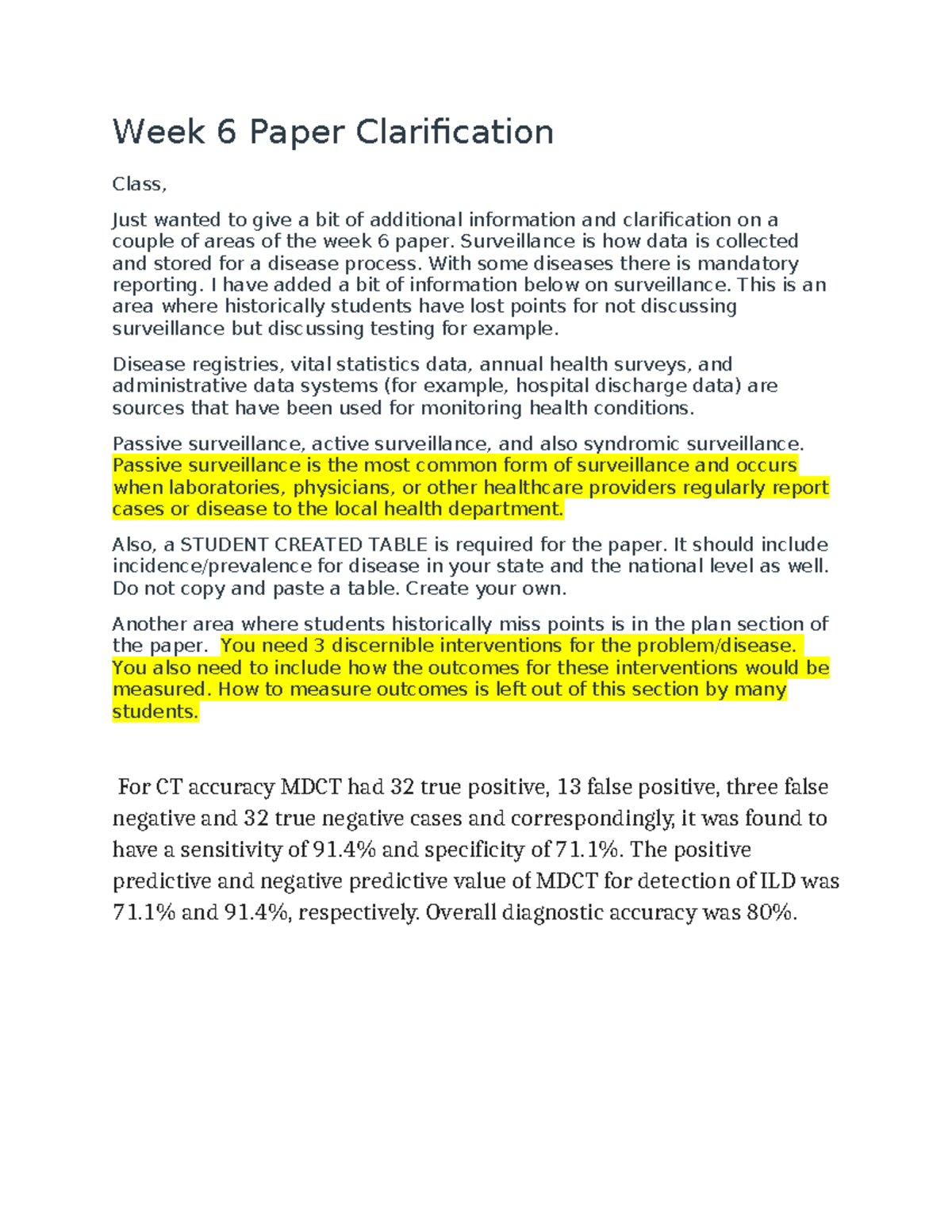 503 notes for week 6 paper - Week 6 Paper Clarification Class, Just ...