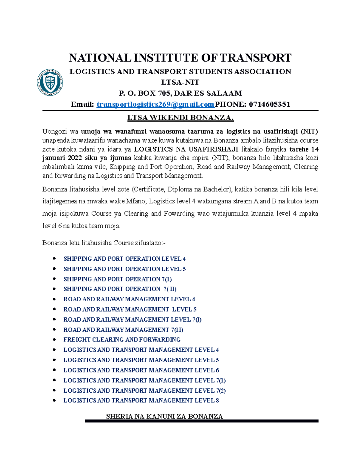 LTSA- Membership REG 2022 - NATIONAL INSTITUTE OF TRANSPORT LOGISTICS ...