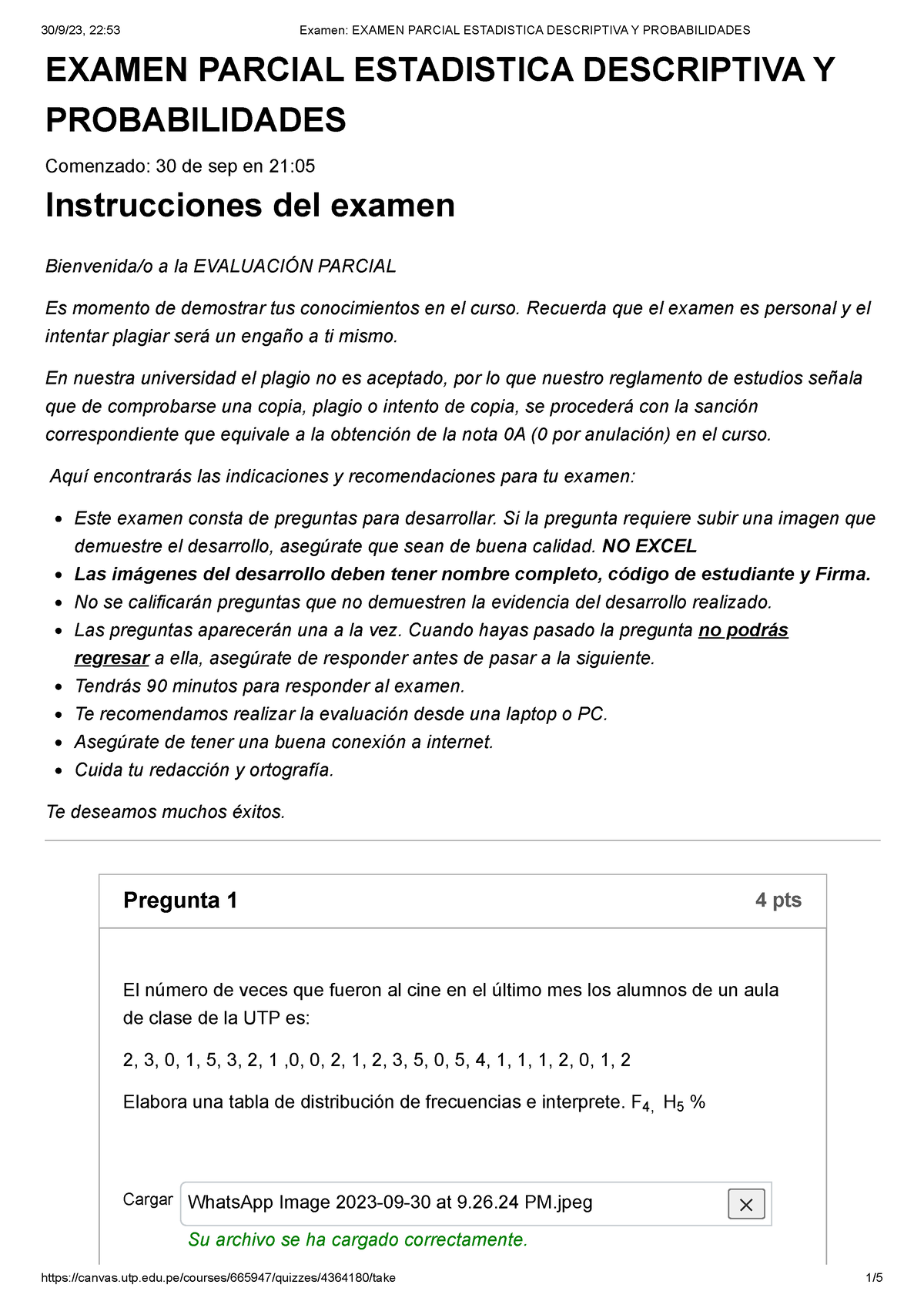 Examen Examen Parcial Estadistica Descriptiva Y Probabilidades - EXAMEN ...