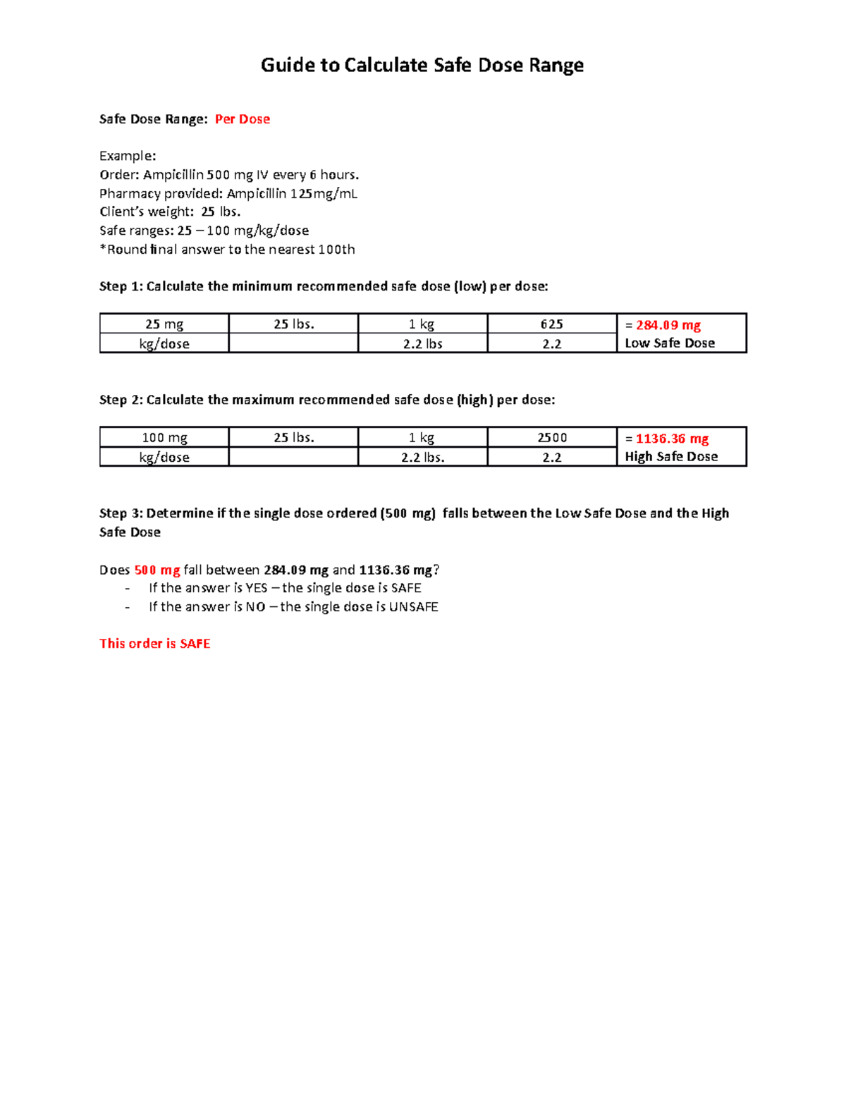 Safe Dose safe dosae Guide to Calculate Safe Dose Range Safe Dose