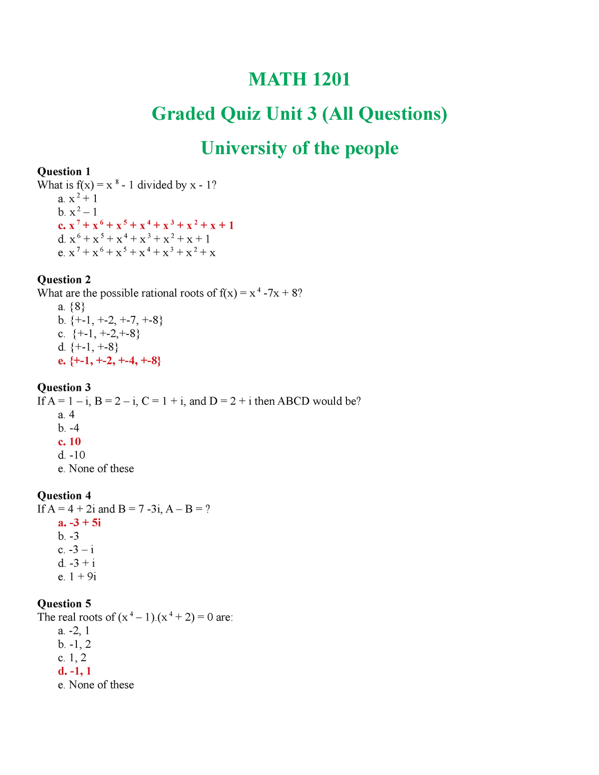 Full Graded Quiz Unit 3 Selection Of My Best Coursework Math 11 Graded Quiz Unit 3 All Studocu