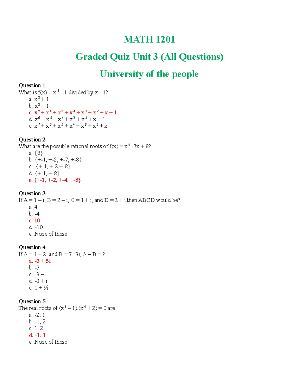 Full Graded Quiz Unit 3 Selection Of My Best Coursework Math 11 Graded Quiz Unit 3 All Studocu