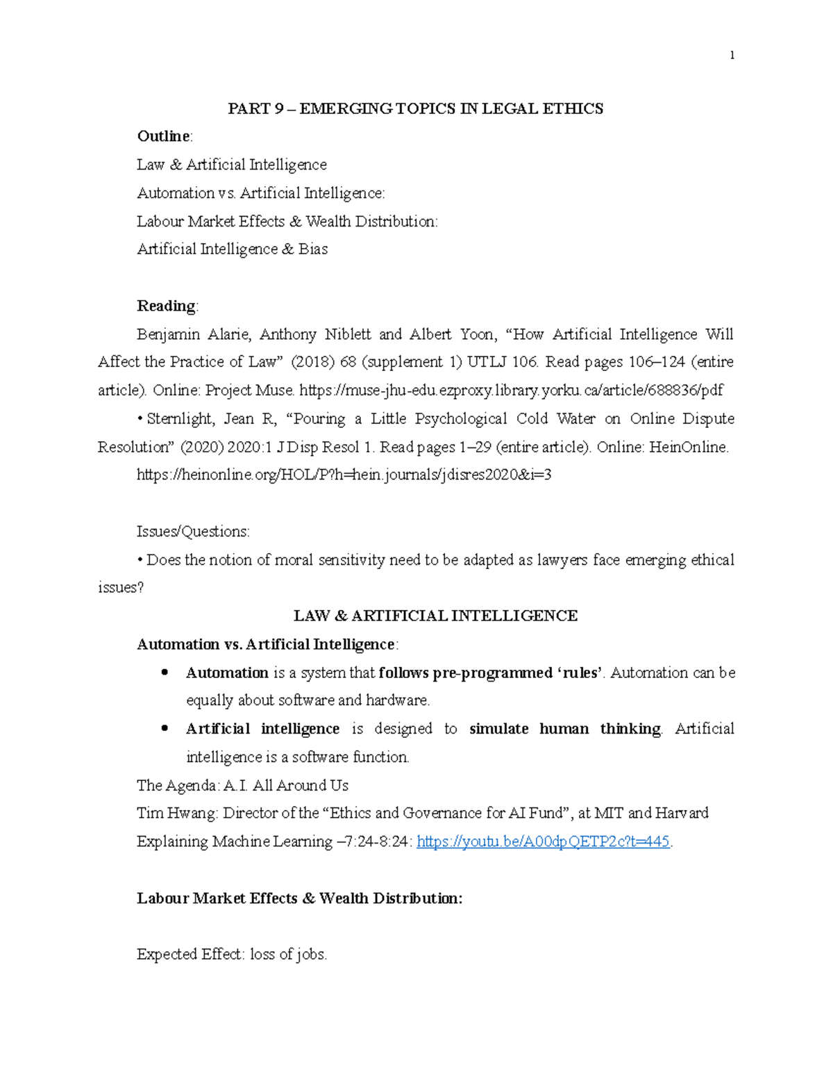 PART 9 Emerging Topics IN Legal Ethics 1 PART 9 EMERGING TOPICS