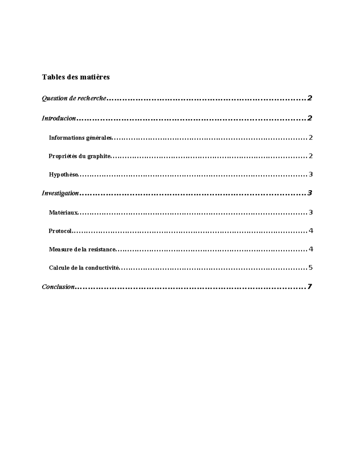 Physique investigation Liberte - Tables des matières Question de - Studocu