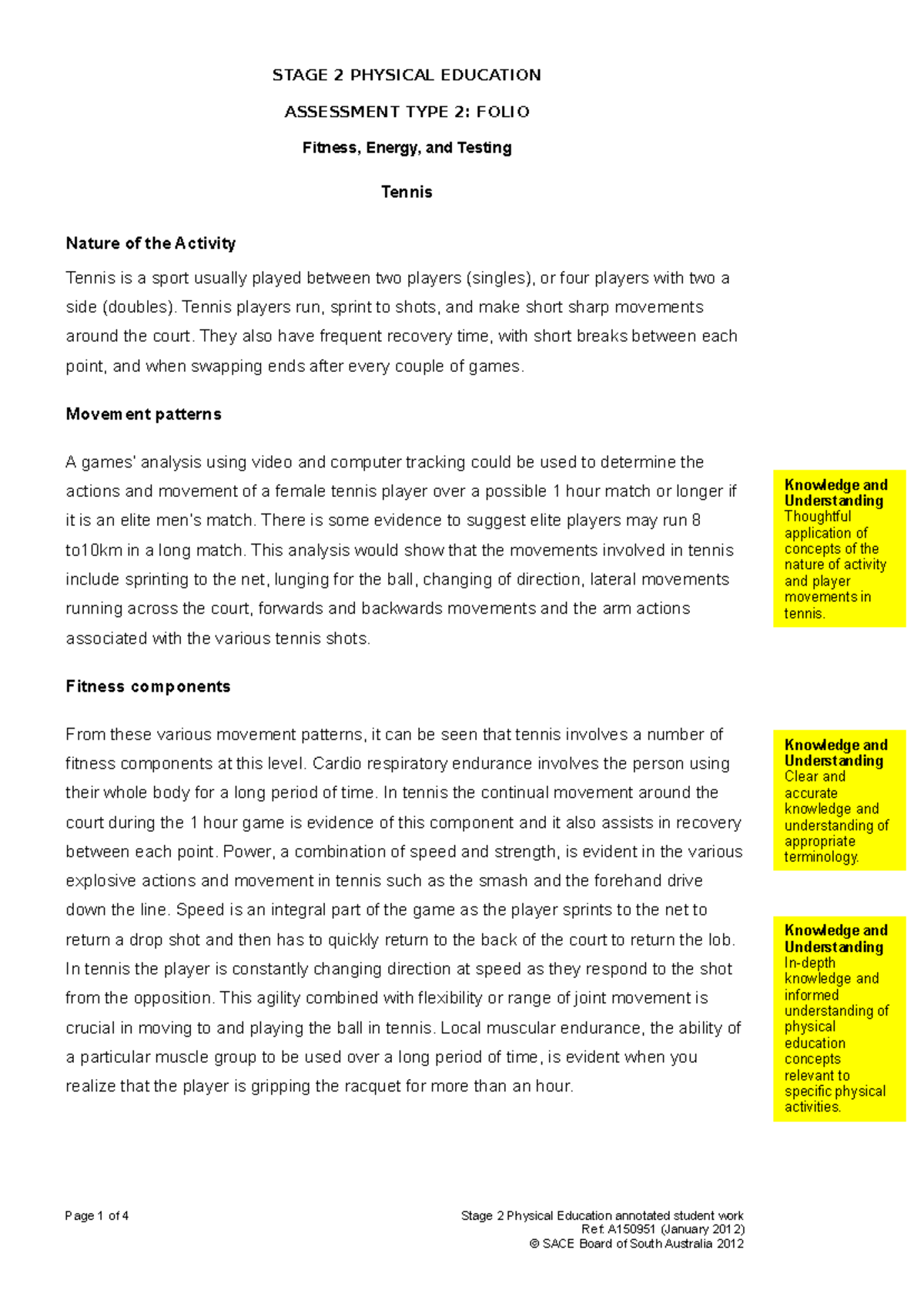 AT2 Fitness, Energy and Testing Student 1 Response STAGE 2