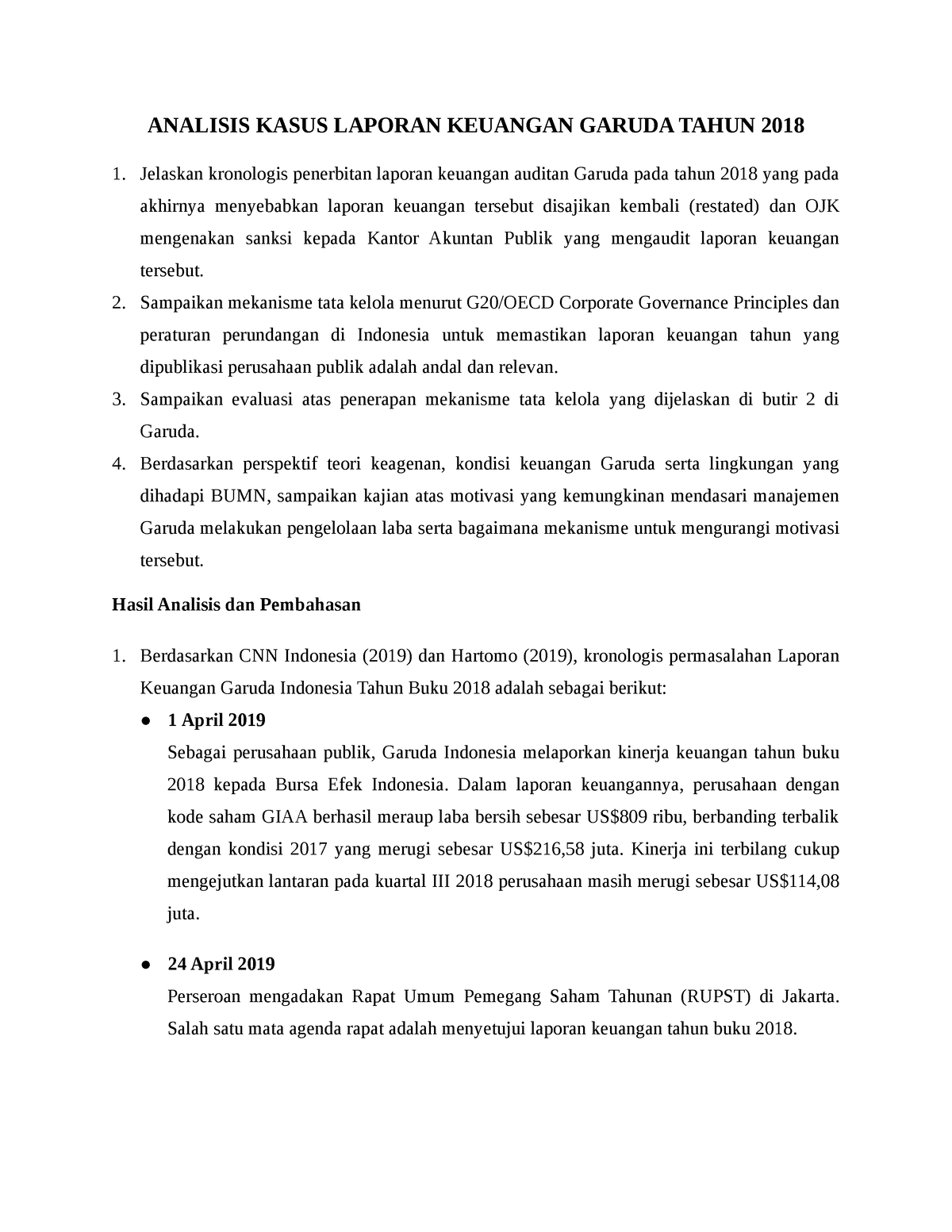 Analisis Kasus Laporan Keuangan Garuda Tahun 2018 - ANALISIS KASUS ...