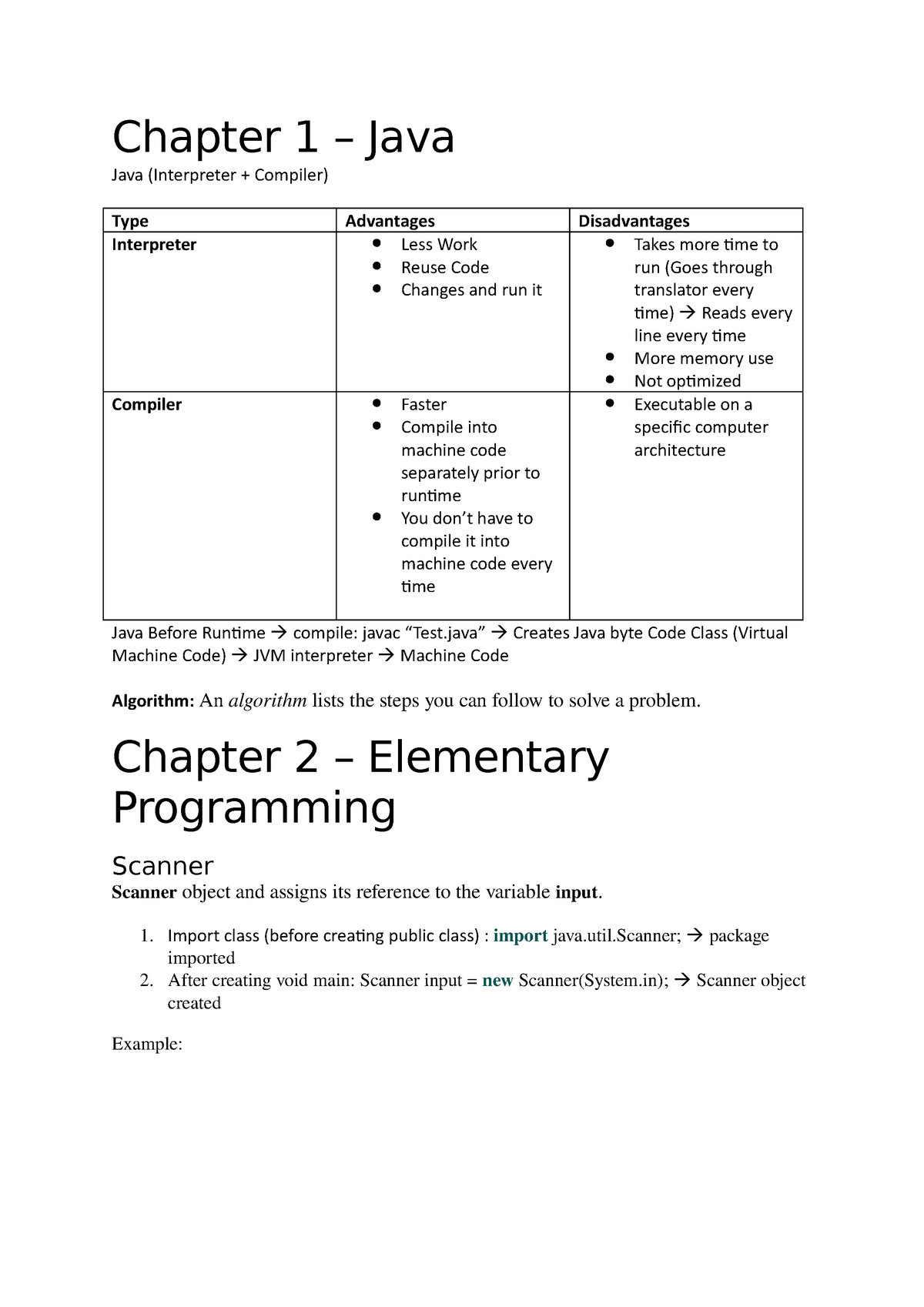 summary-exam-chapter-1-java-java-interpreter-compiler-type