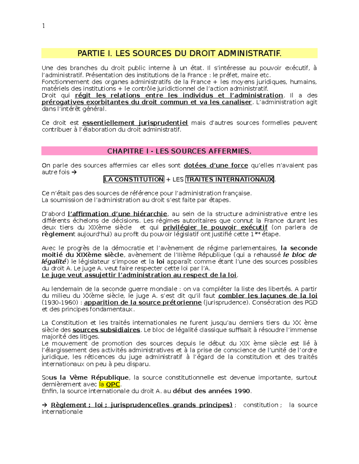 Droit administratif 1 - PARTIE I. LES SOURCES DU DROIT ADMINISTRATIF I ...