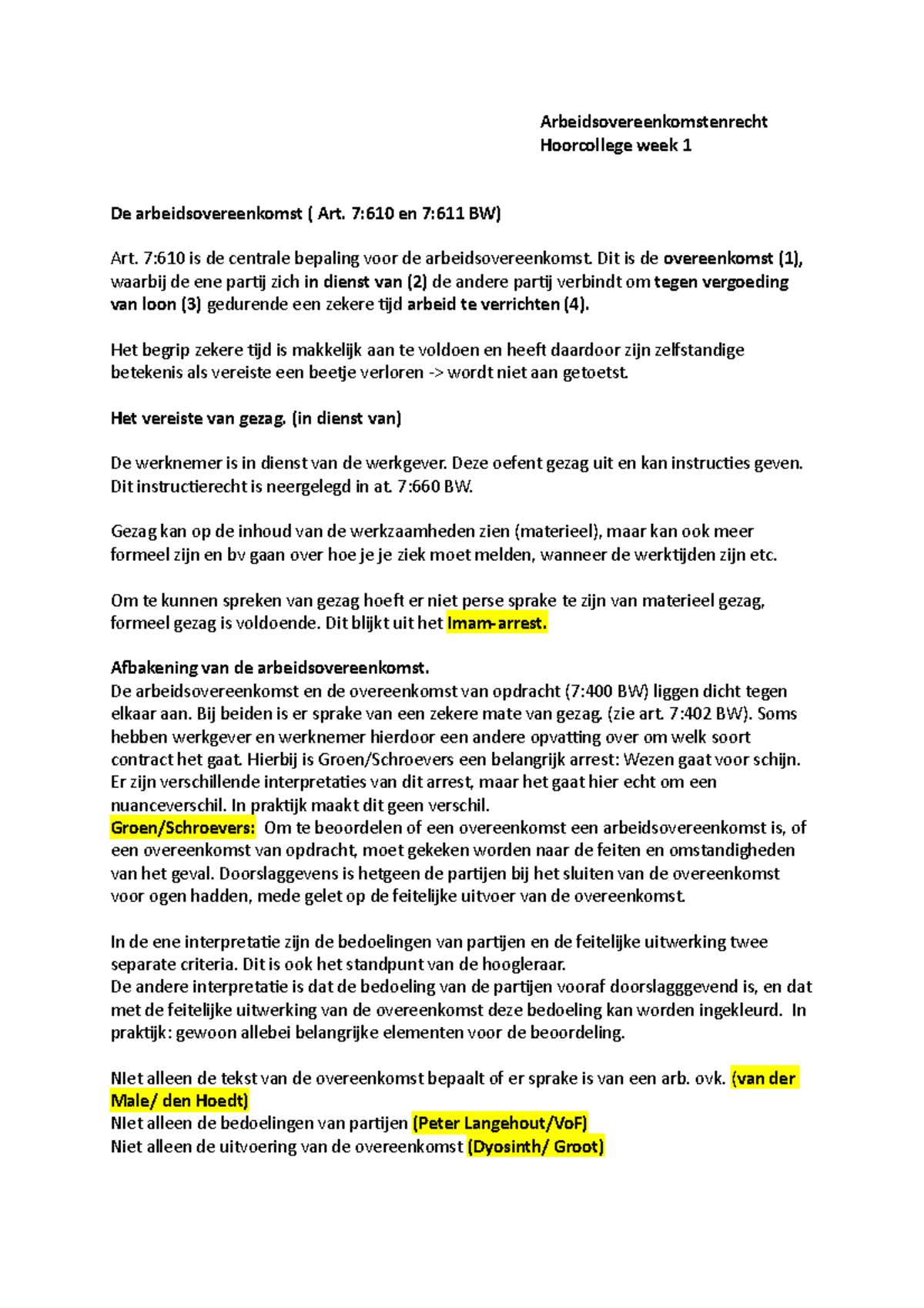 Hoorcolleges Arbeidsovereenkomstenrecht - Arbeidsovereenkomstenrecht ...