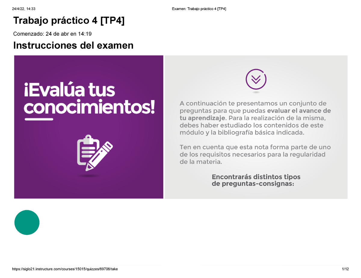 Examen Trabajo Práctico 4 100 %[TP4] - Trabajo Práctico 4 [TP4 ...