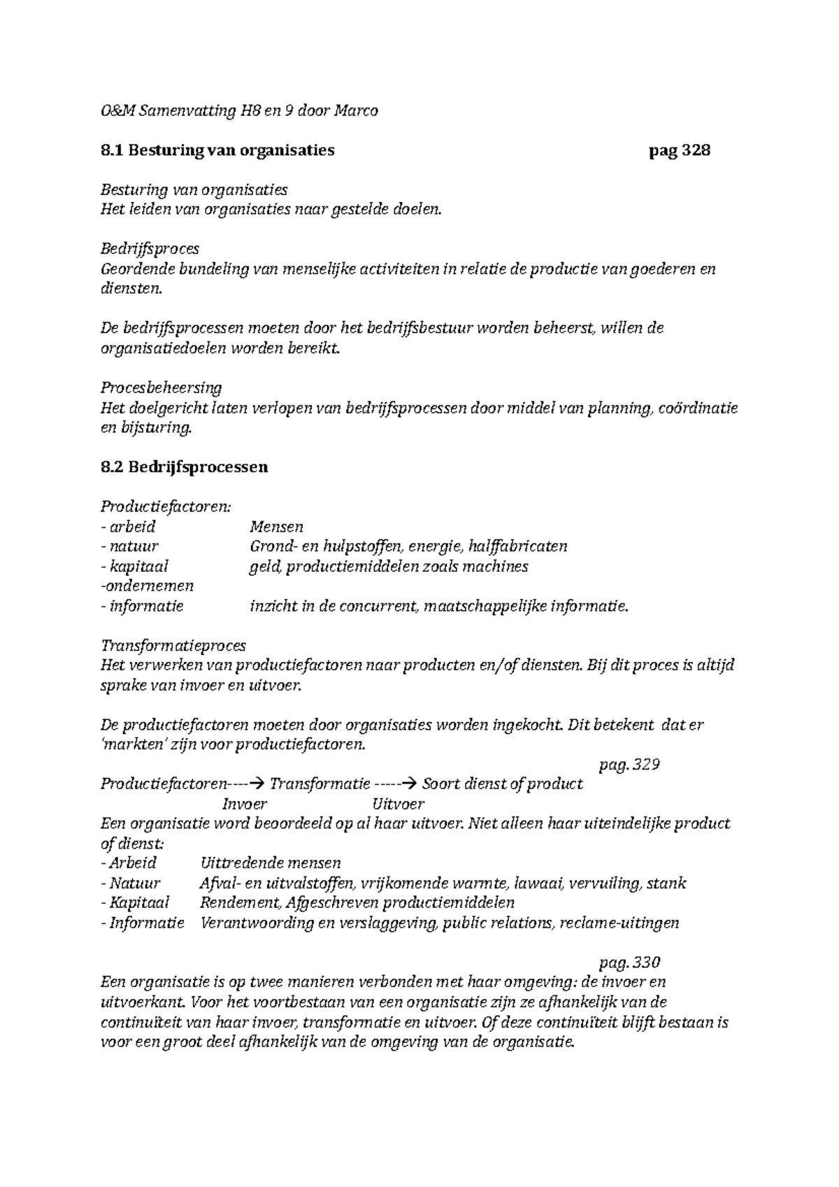 Samenvatting - Besturing Van Organisaties, Hoofdstuk 8 - O&M ...