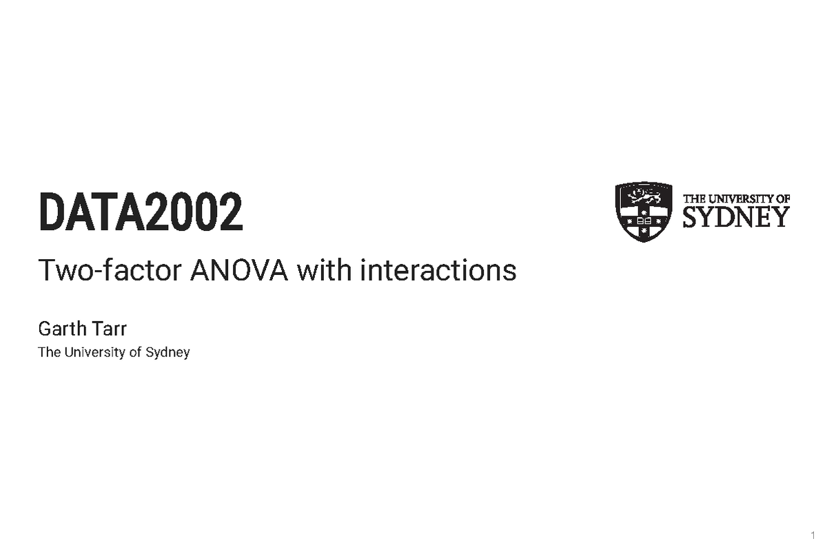 Lec25 - 2023-Data2002-LEC - DATA Two-factor ANOVA with interactions ...