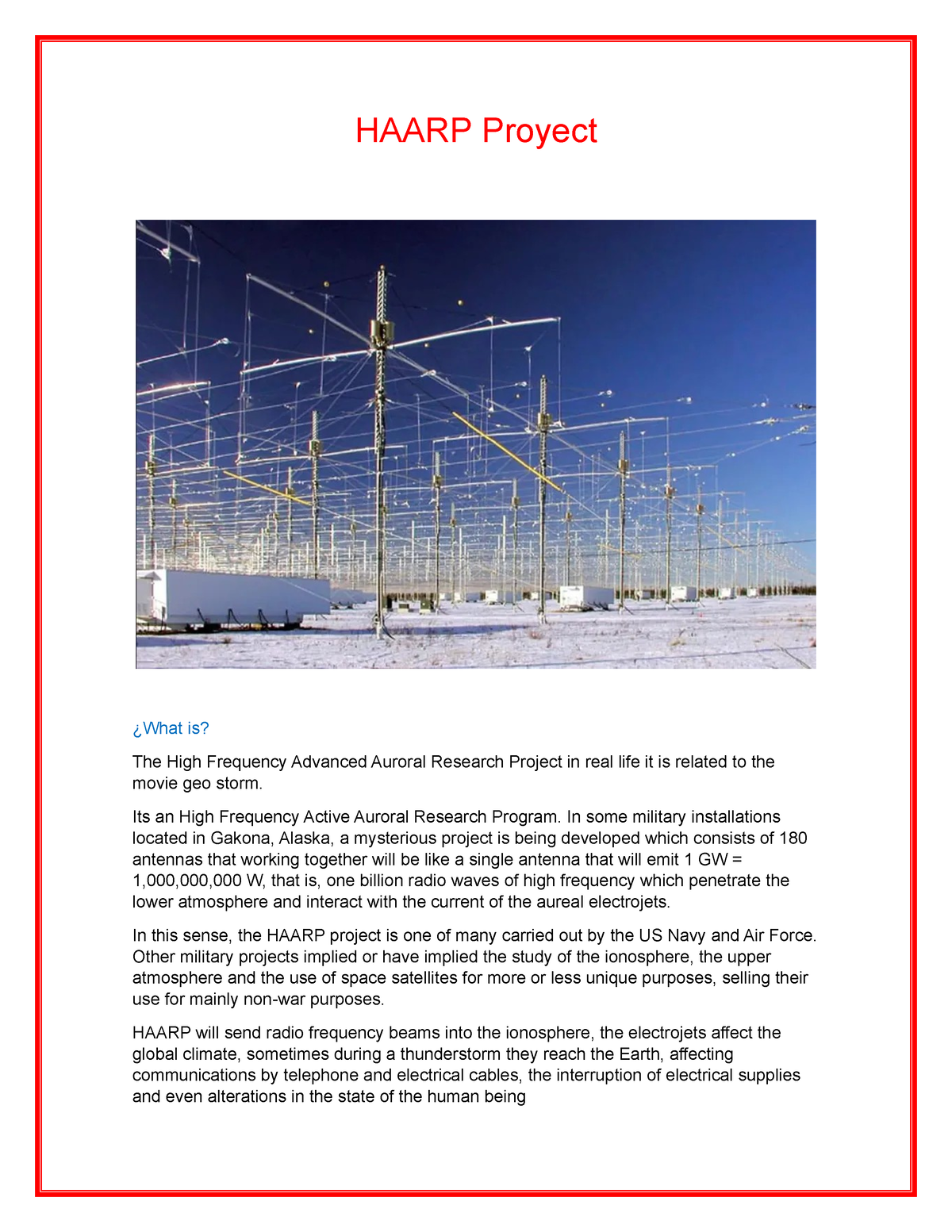 Haarp Proyect - HAARP Proyect ¿What is? The High Frequency Advanced ...