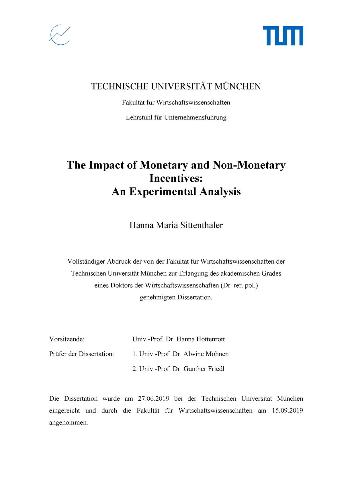 A Study On Monetary And Non-monetary Benefits - TECHNISCHE UNIVERSITƒT ...