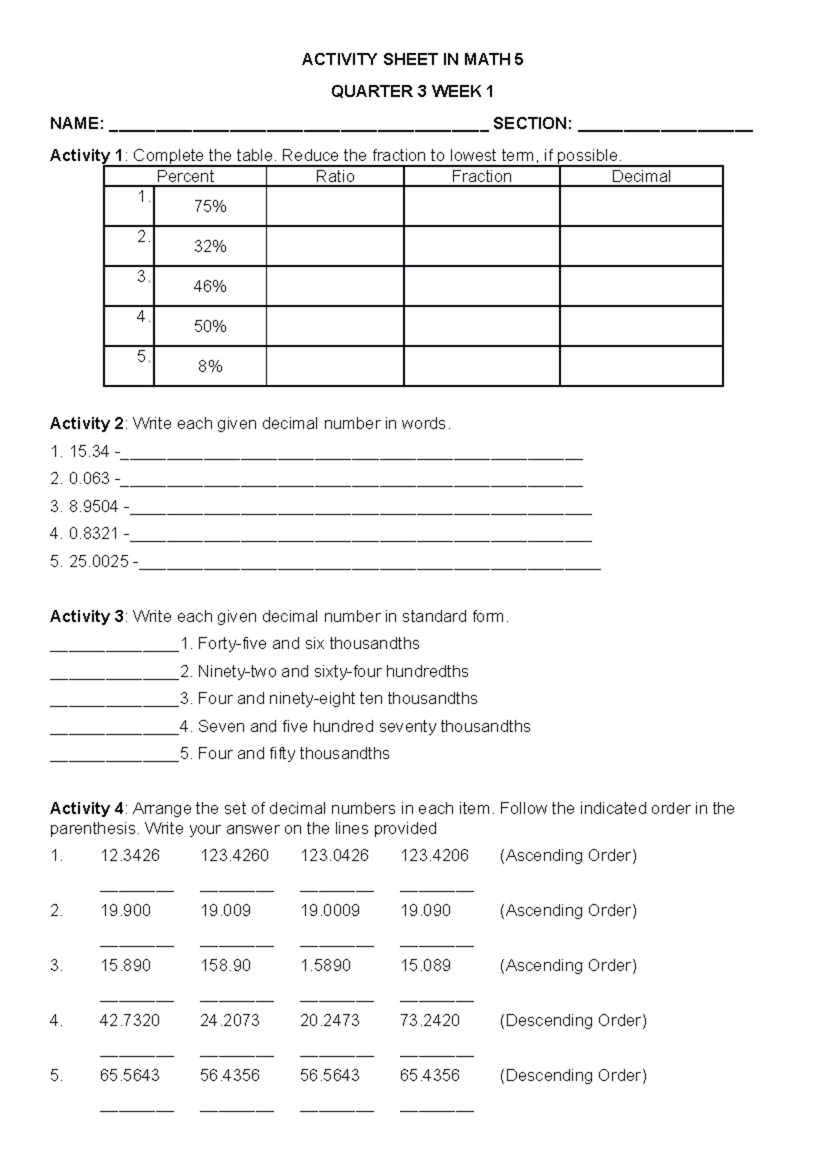 Activity Sheet IN MATH Q3 - ACTIVITY SHEET IN MATH 5 QUARTER 3 WEEK 1 ...