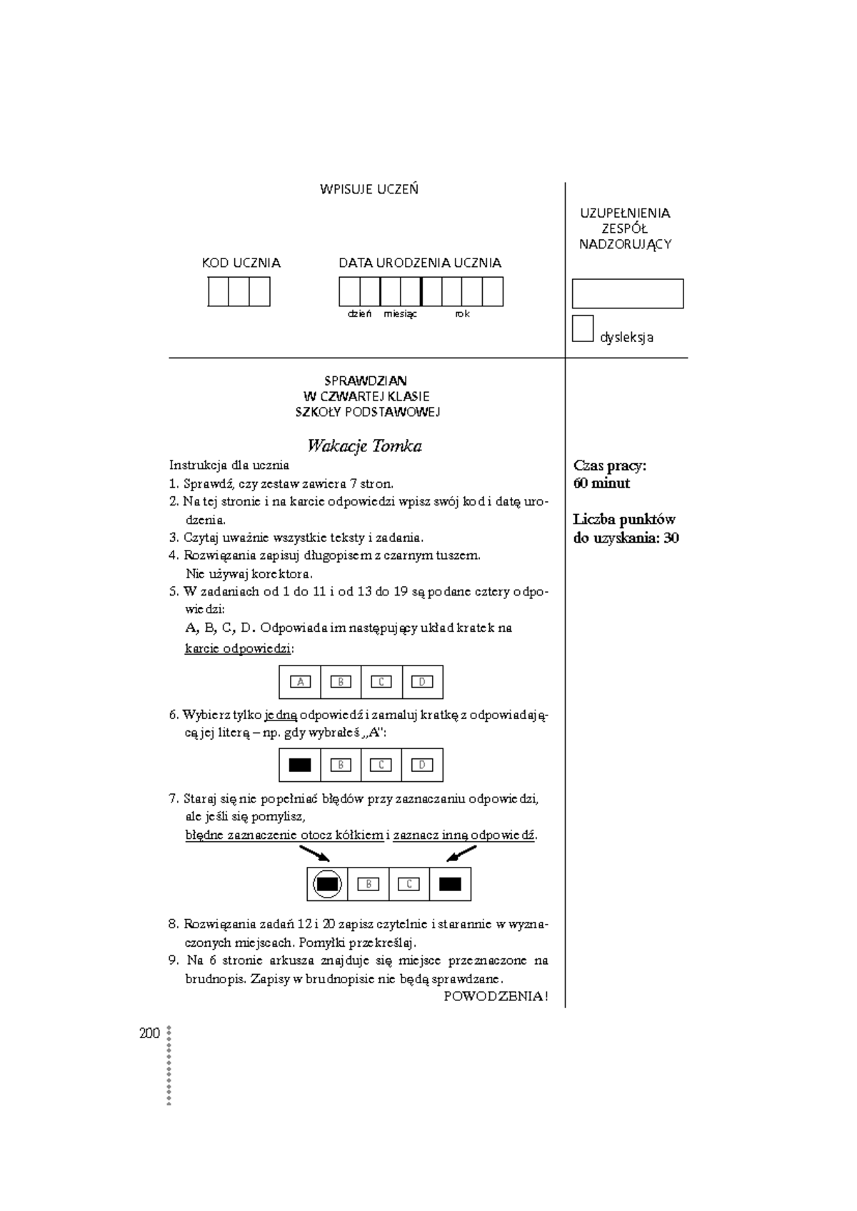 Sprawdzian Kompetencji Po Klasie 3 www.studocu.com