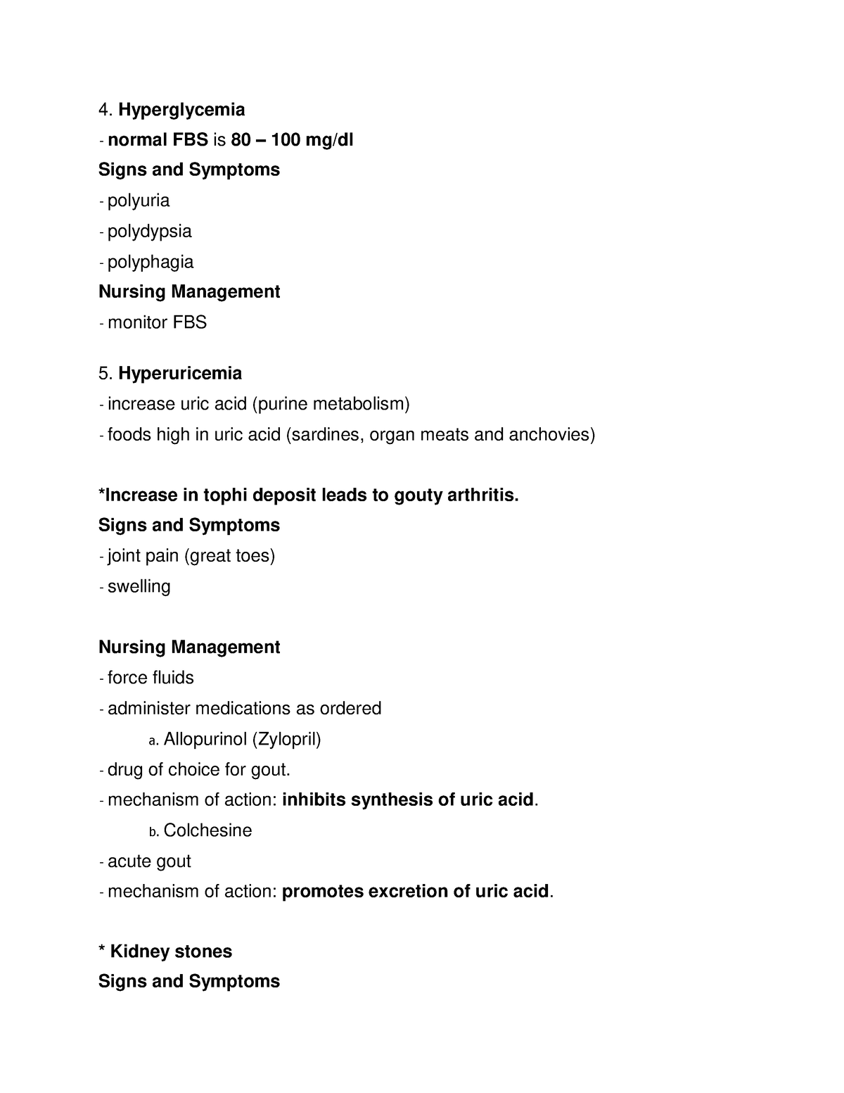 Hyperglycemia - summary - 4. Hyperglycemia - normal FBS is 80 – 100 mg ...