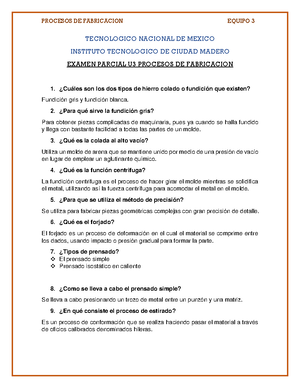 Examen Unidad 4 De Procesos De Fabricación - Procesos De Fabricación ...