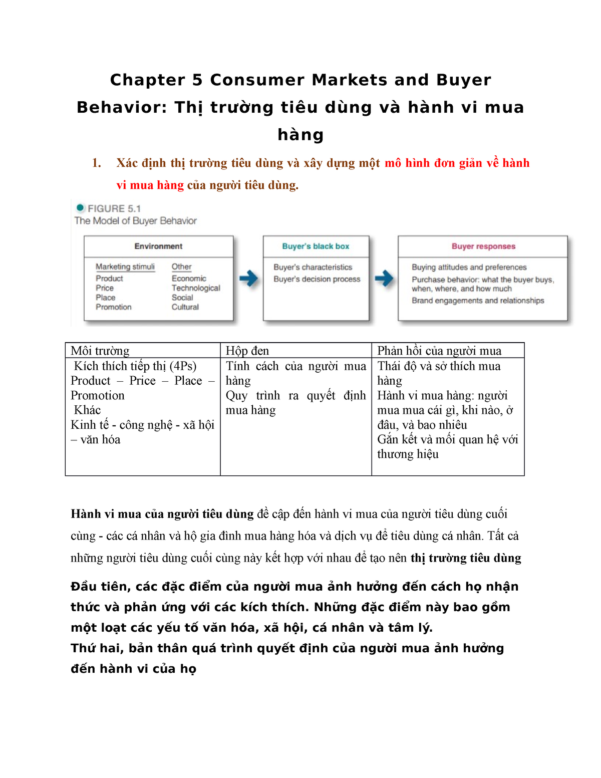 Chapter 5 Consumer Markets And Buyer Behavior - Xác định Thị Trường ...