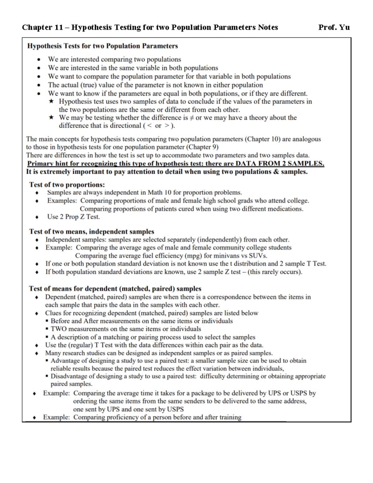 Statistics Hypothesis Testing HW - Chapter 11 ± Hypothesis Testing for ...