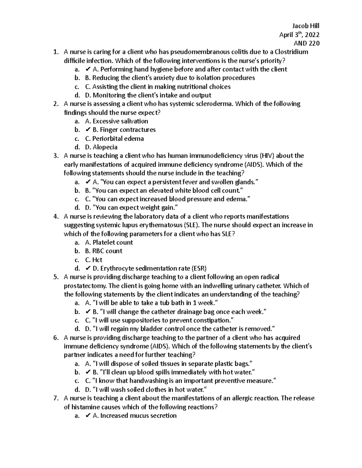 75 Nclex Question Immune - 1. 2. 3. 4. 5. 6. 7. Jacob Hill April 3th ...