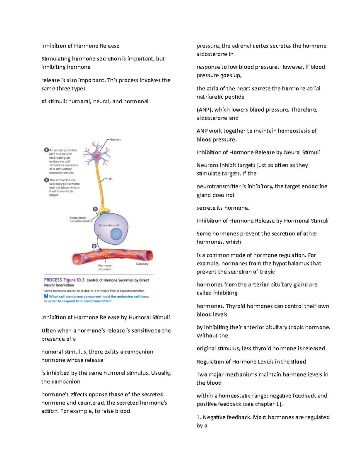 Seeley's Anatomy and Physiology Chapter 10.5 - Inhibition of Hormone ...