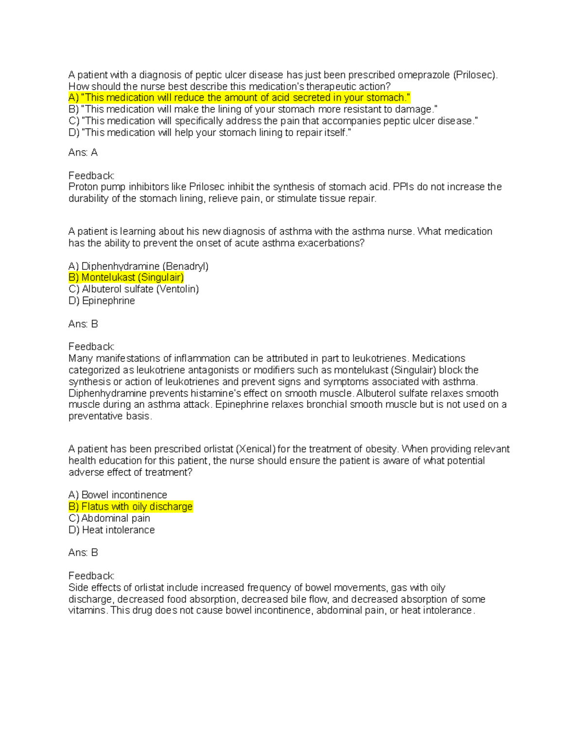 Questions Transition Exam 3 - A patient with a diagnosis of peptic ...