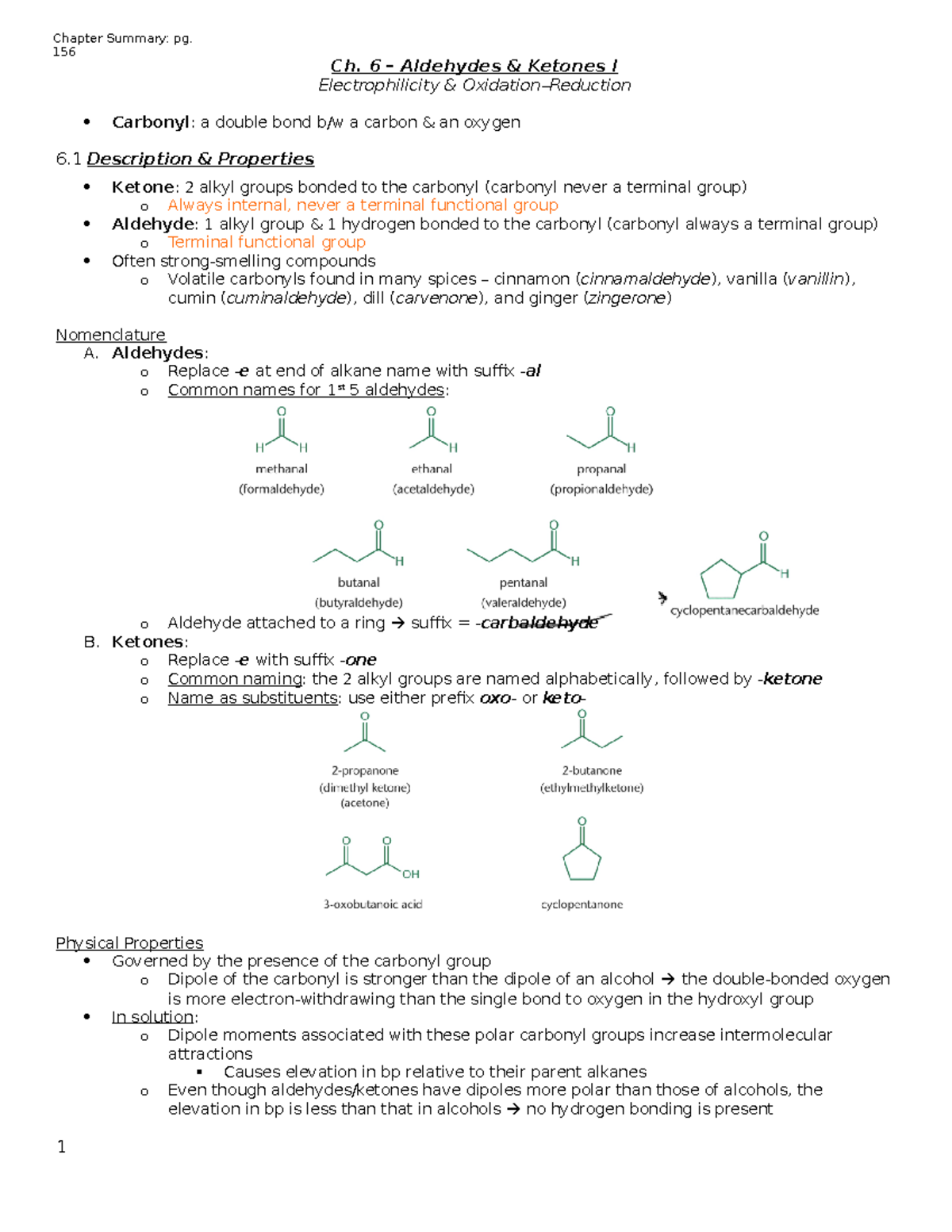 Aldehydes & Ketones I - Ch. 6 – Aldehydes & Ketones I Electrophilicity ...