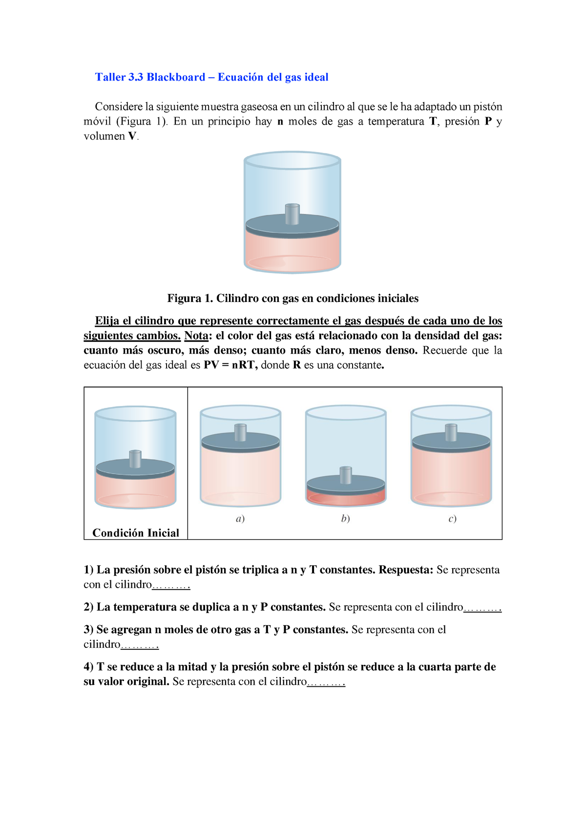 Ec Gas Ideal Razonamiento - Taller 3 Blackboard – Ecuación Del Gas ...