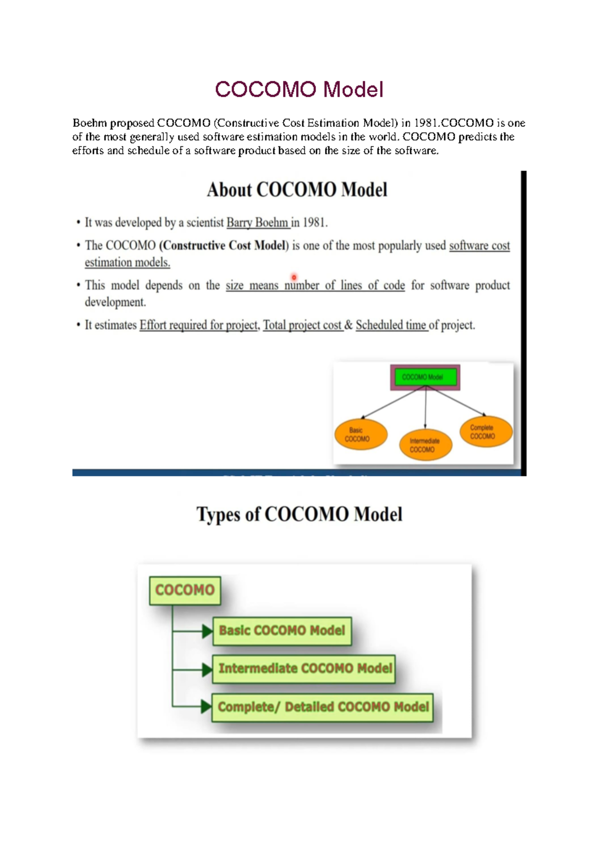 Cocomo Model - Software Engineering - COCOMO Model Boehm proposed ...