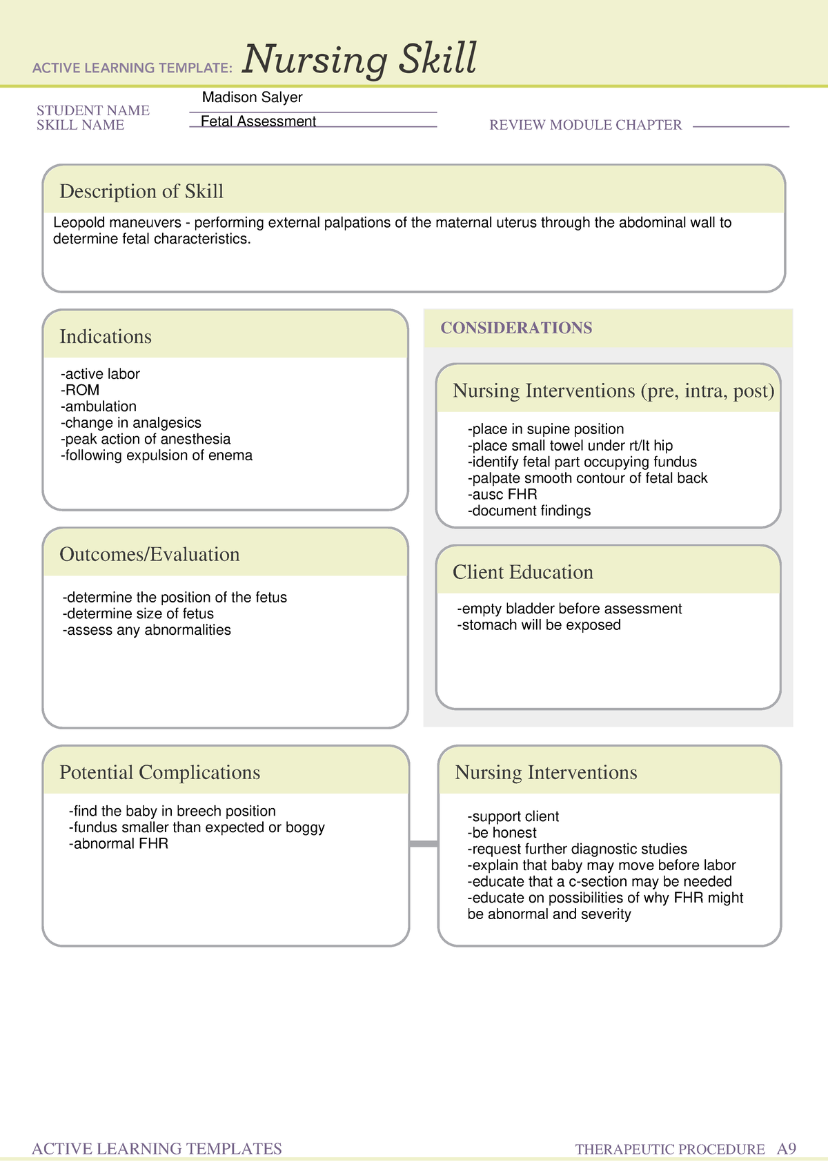 L&D - ATI - Focused Review Leopold Maneuver - NURS 313 - STUDENT NAME ...