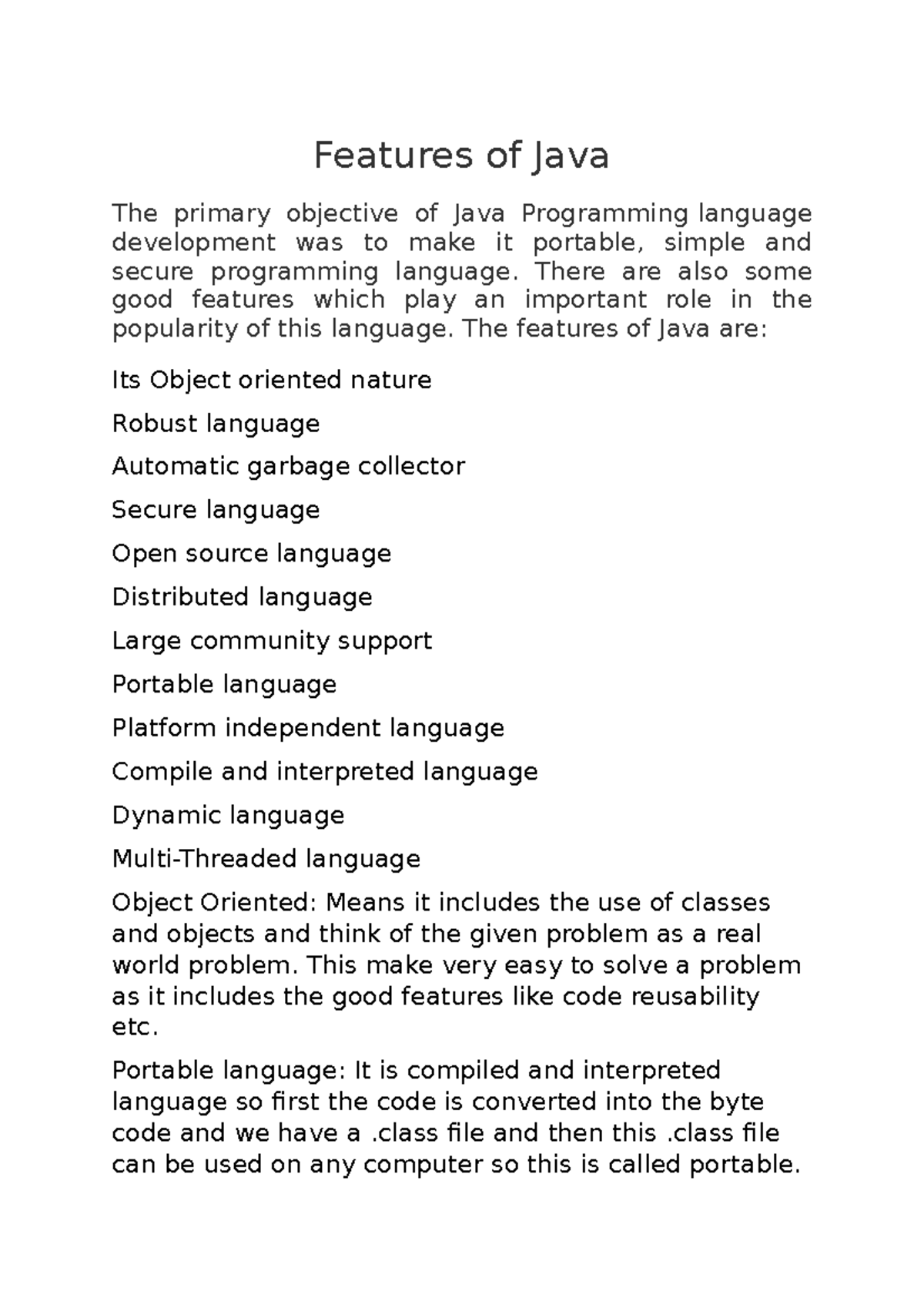 Java Features And Use - Features Of Java The Primary Objective Of Java ...