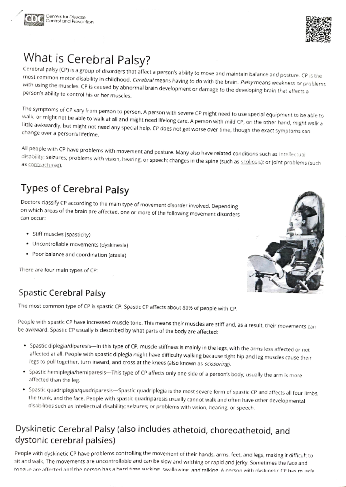 Cerebral Palsy - CDCEentersControl andfor DiseasePrevention What is ...