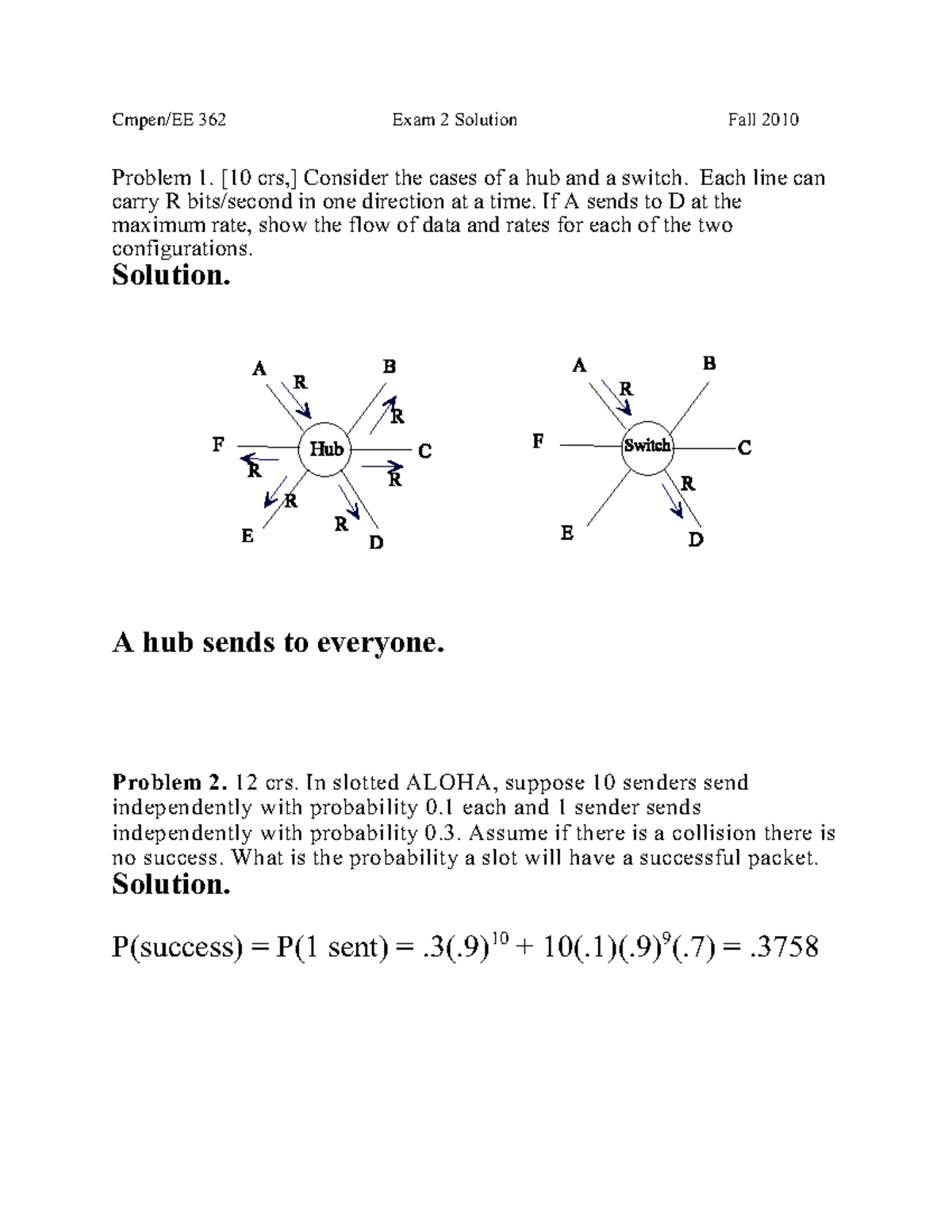 EE 362 Fall Exam 2 - Cmpen/EE 362 Exam 2 Solution Fall 2010 Problem 1 ...