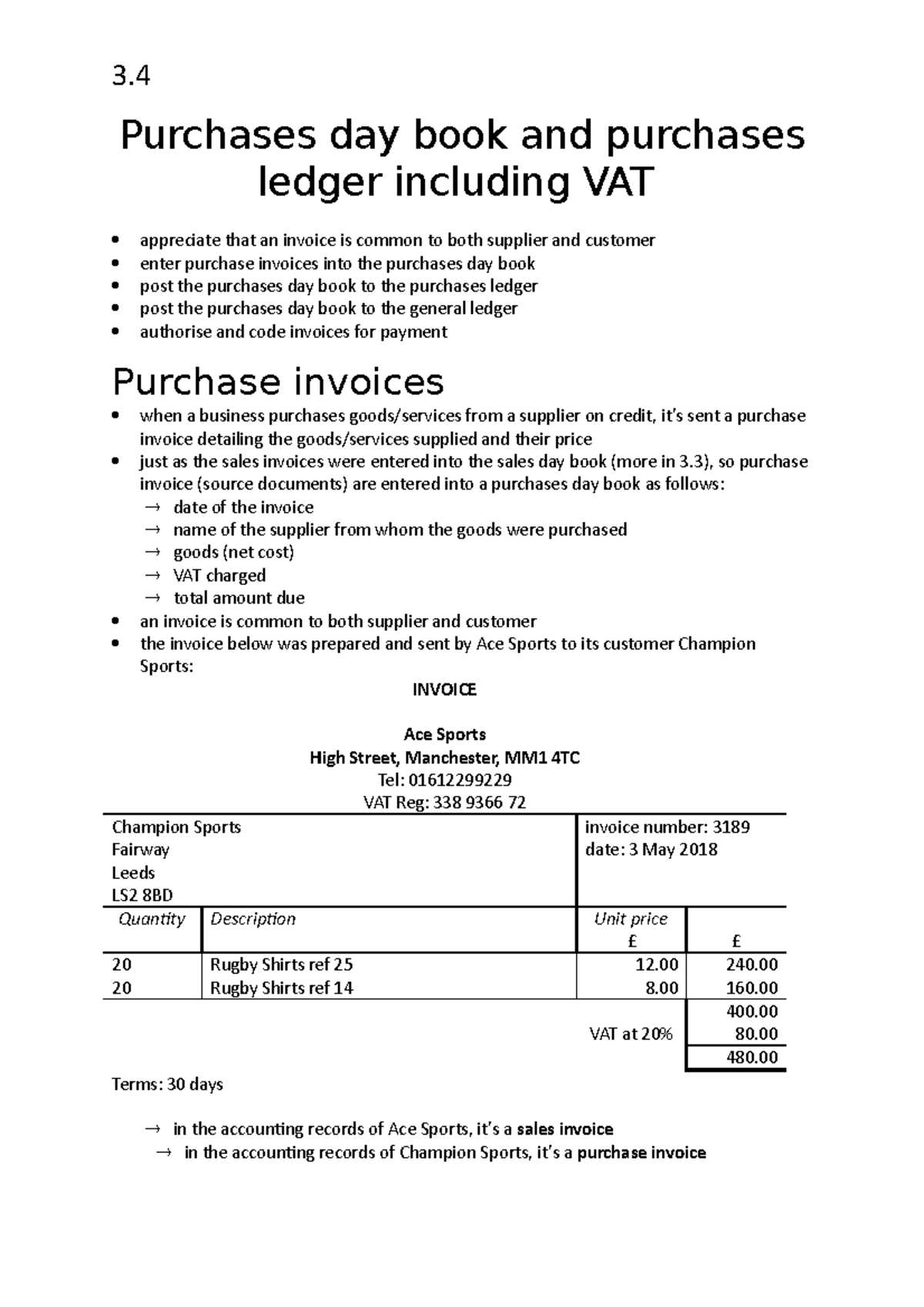 3 4 Purchases Day Book And Purchases Ledger Including VAT 3