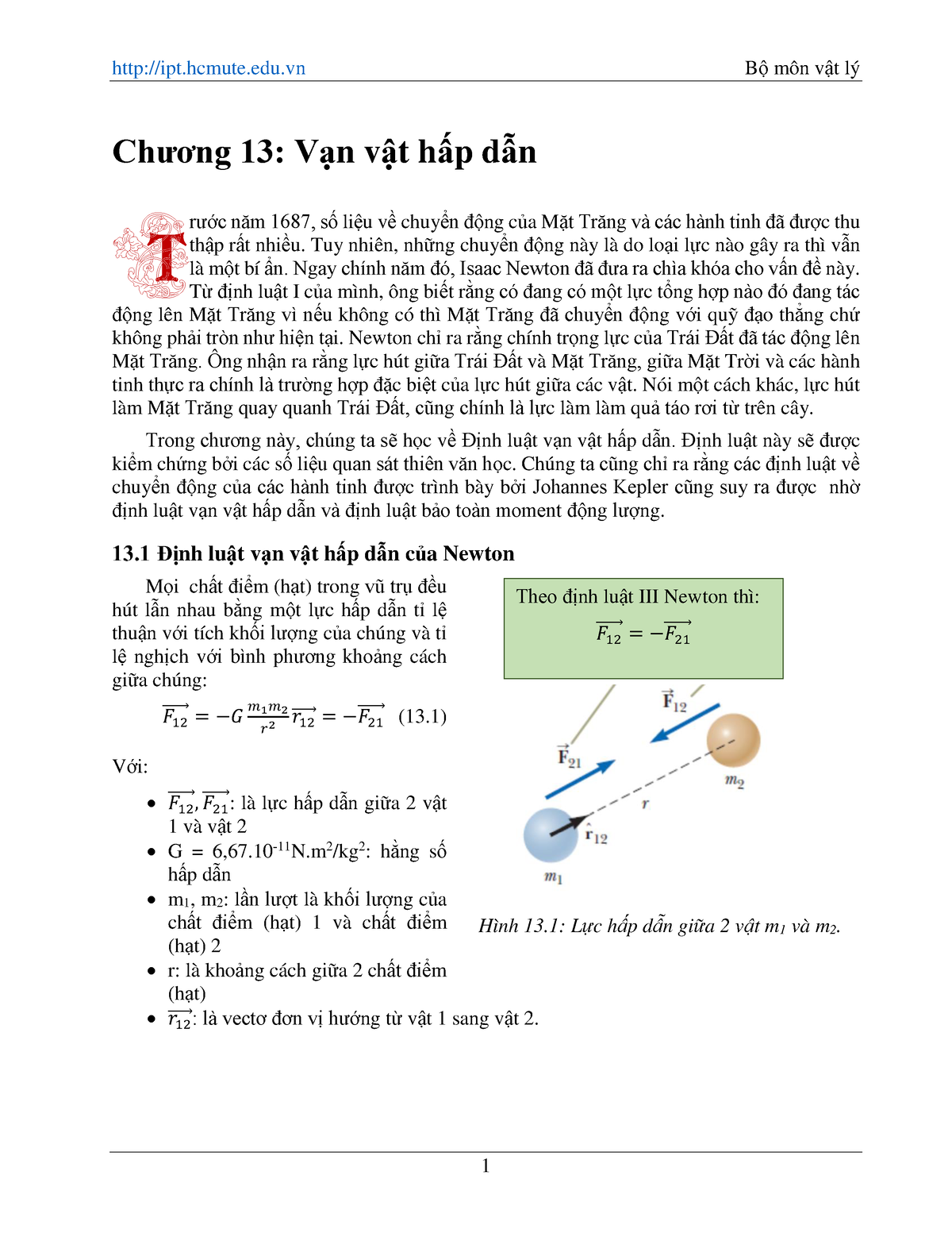 Chương 13 - 07 - Tài liệu chương 1 lý 1 cho sv viên sư phạm kỹ thuật - ipt.hcmute.edu Bộ môn vật lý - Studocu