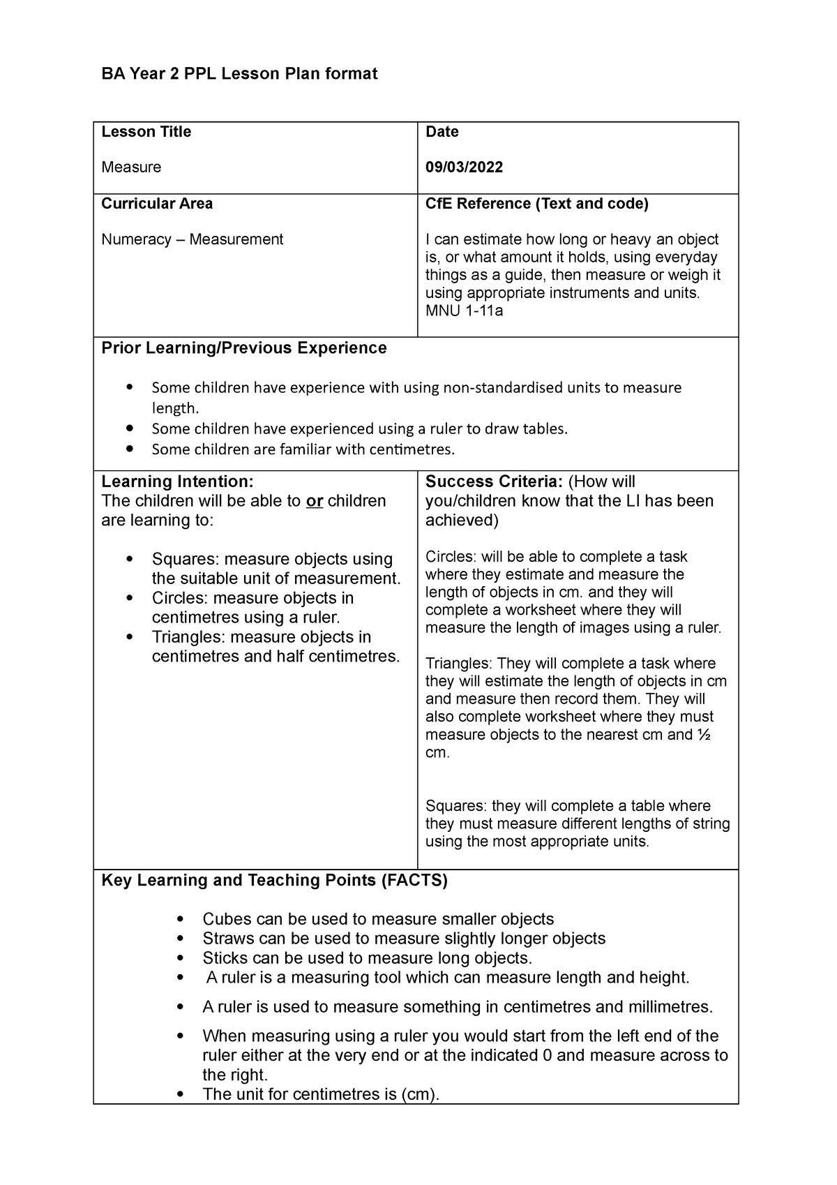 Lesson 4 Plan New - BA Year 2 PPL Lesson Plan Format Lesson Title ...