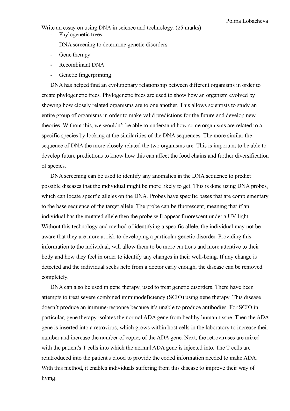 using dna in science and technology biology essay