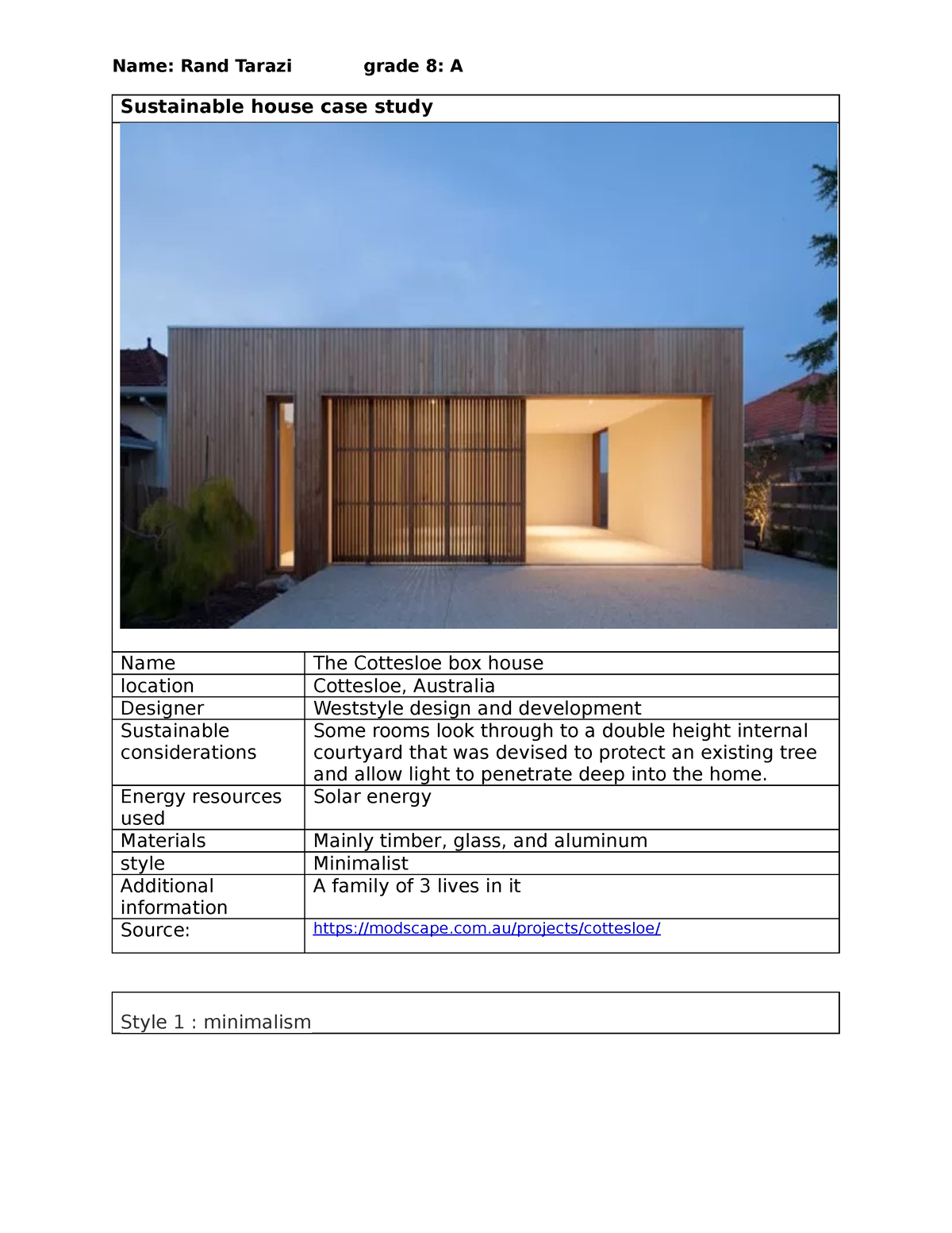 sustainable house case study