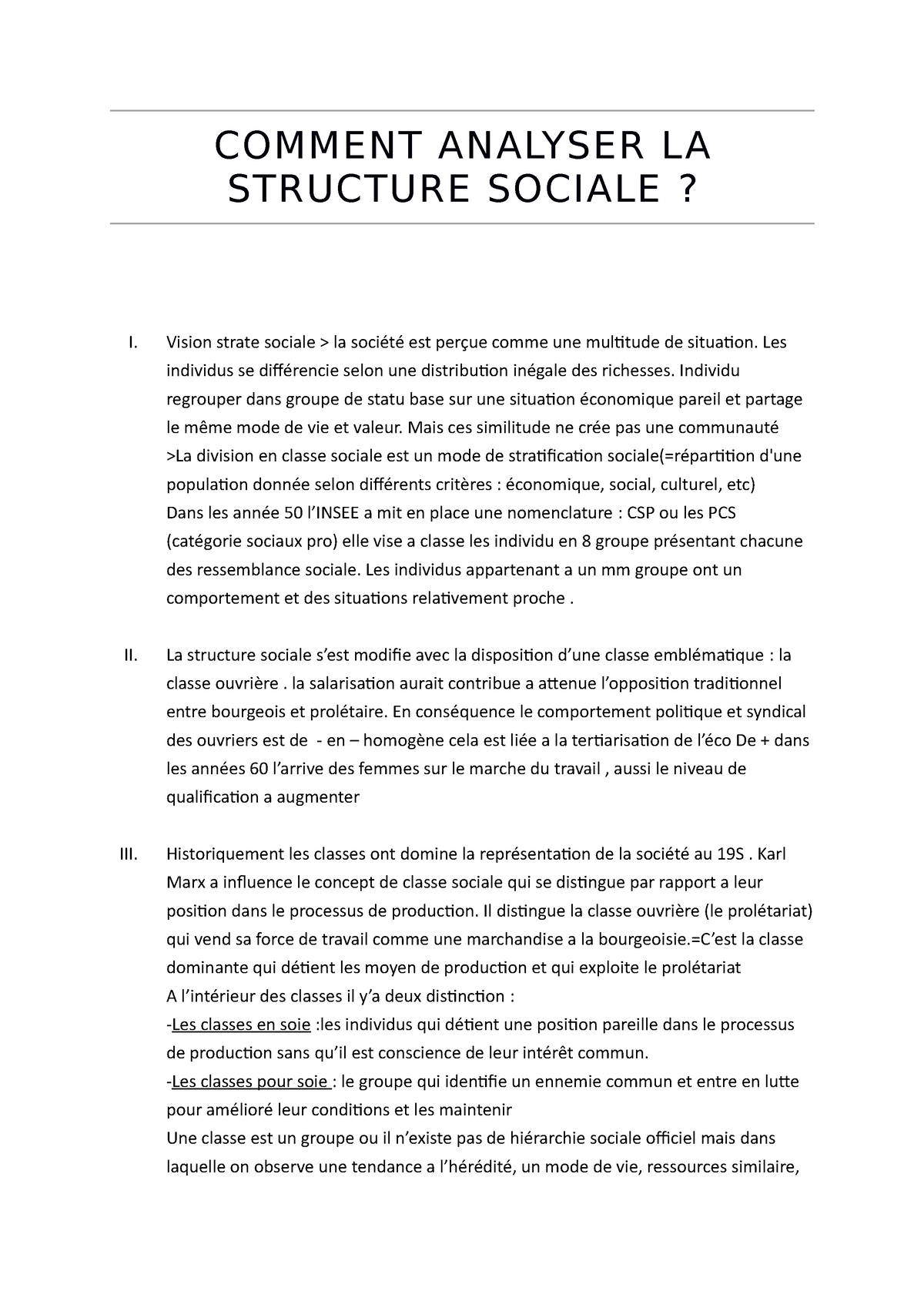 dissertation ses la structure sociale