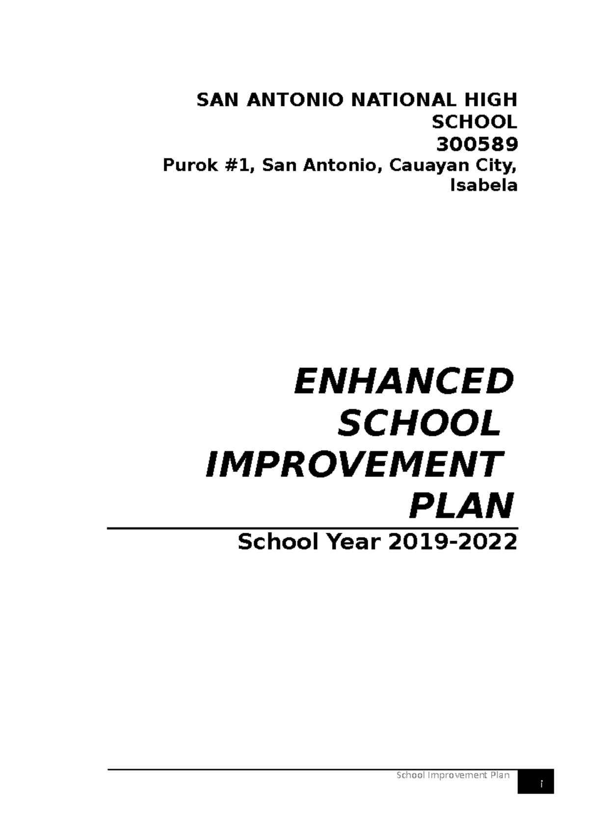 E SIP-SY-2019-2022 - Bsjsksksjsbsb - School Improvement Plan SAN ...