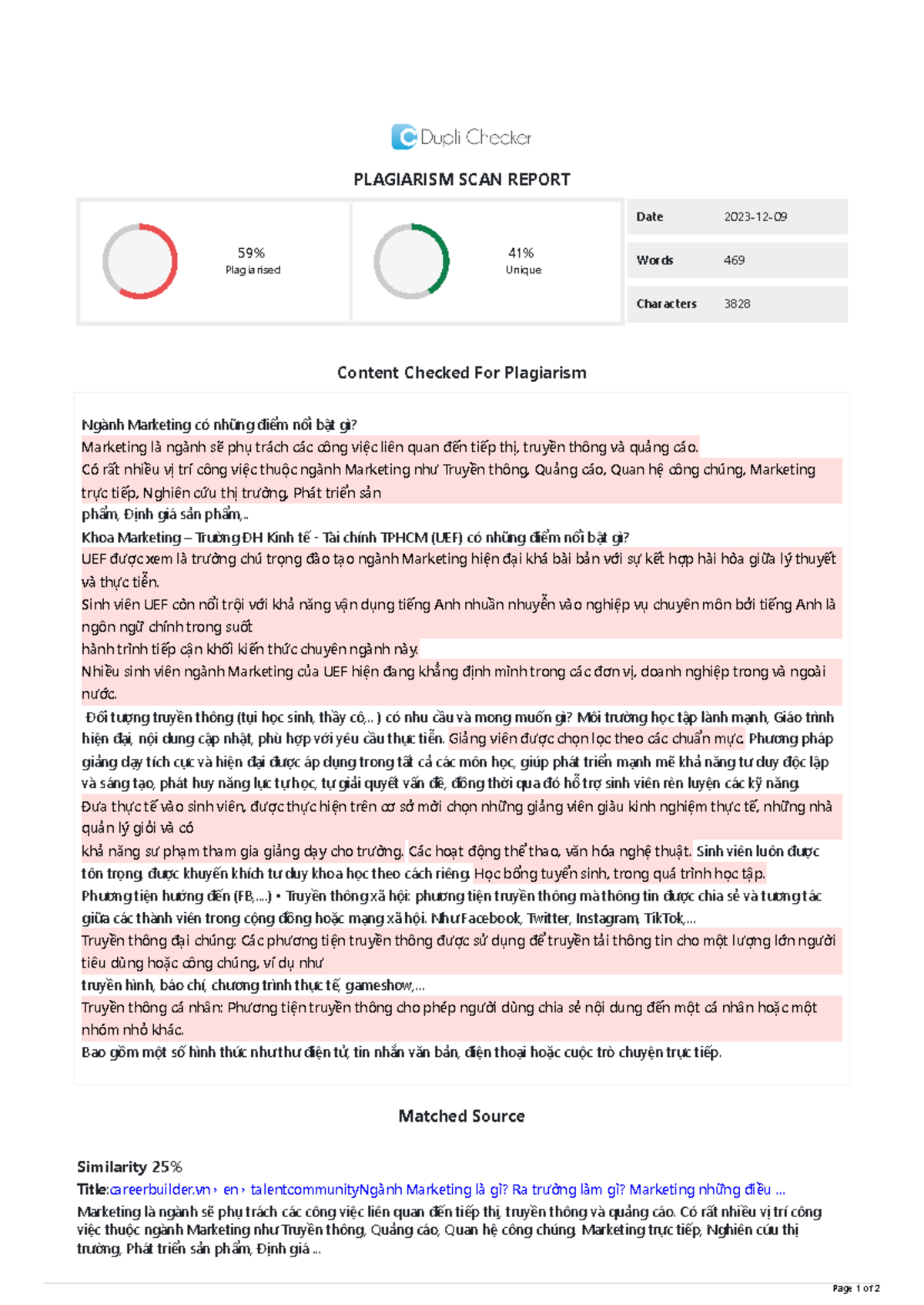 Duplichecker-Plagiarism-Report - PLAGIARISM SCAN REPORT 59% Plagiarised ...