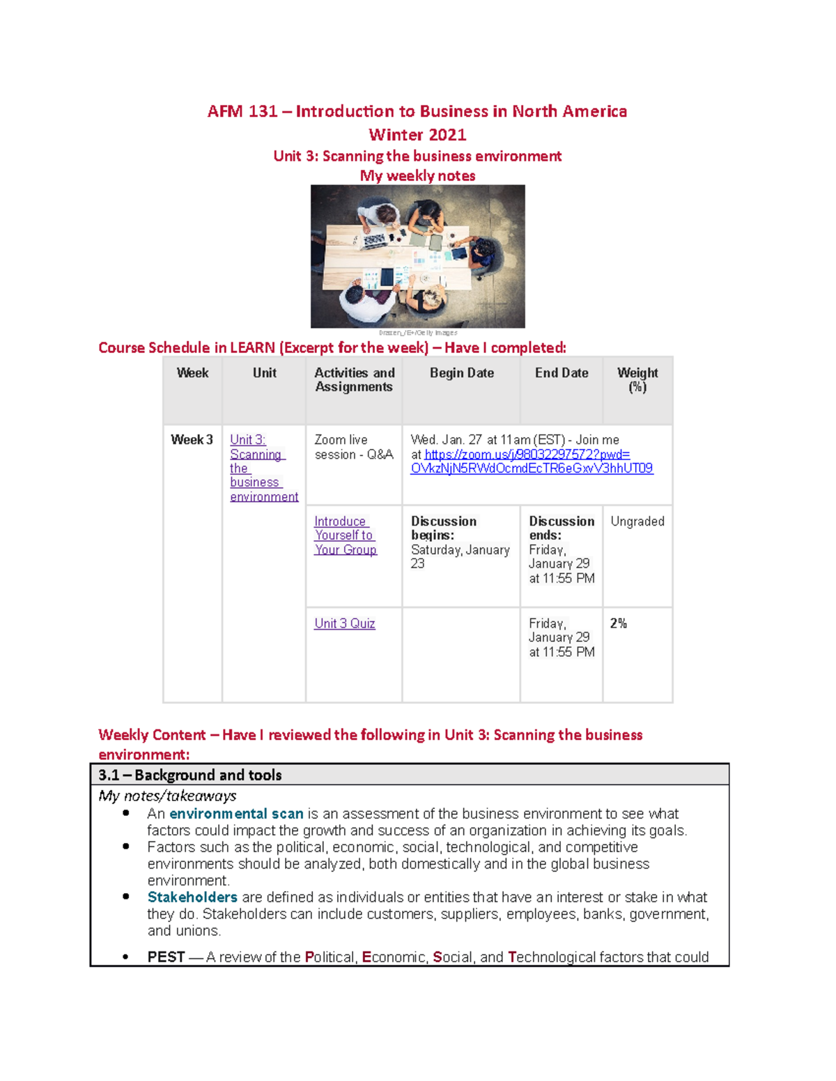 AFM 131 - Unit 3 - My Weekly Notes - AFM 131 – Introducion To Business ...