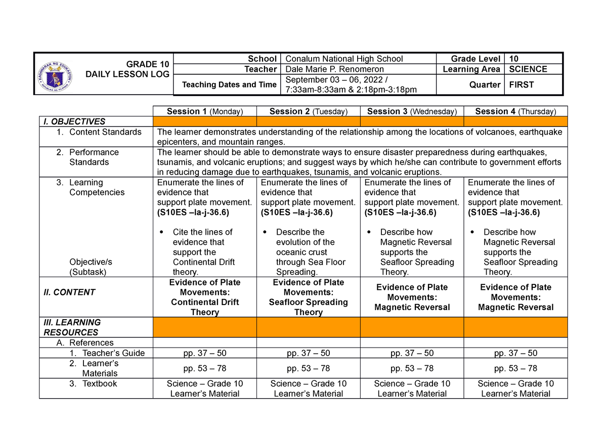 G10 DALE DLL Q1 WEEK 7 - GRADE 10 DAILY LESSON LOG School Conalum ...