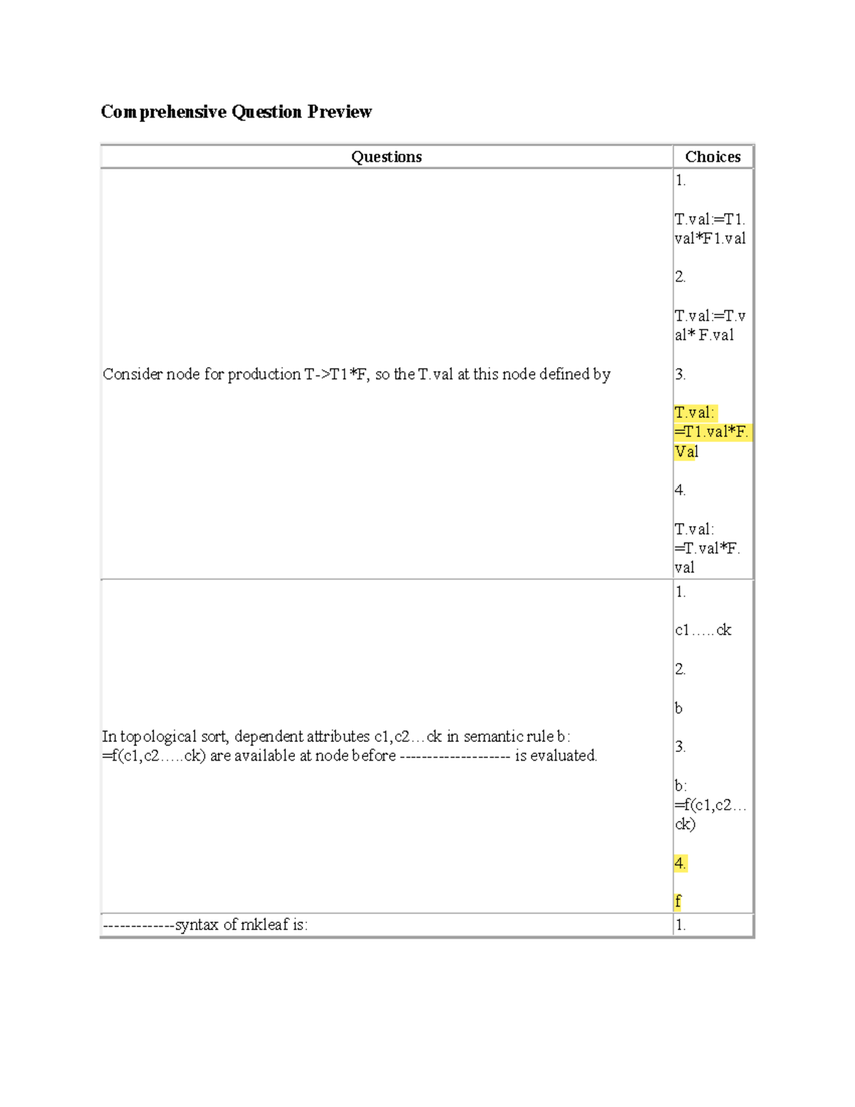 Comprehensive Question Preview (1)170 Comprehensive Question