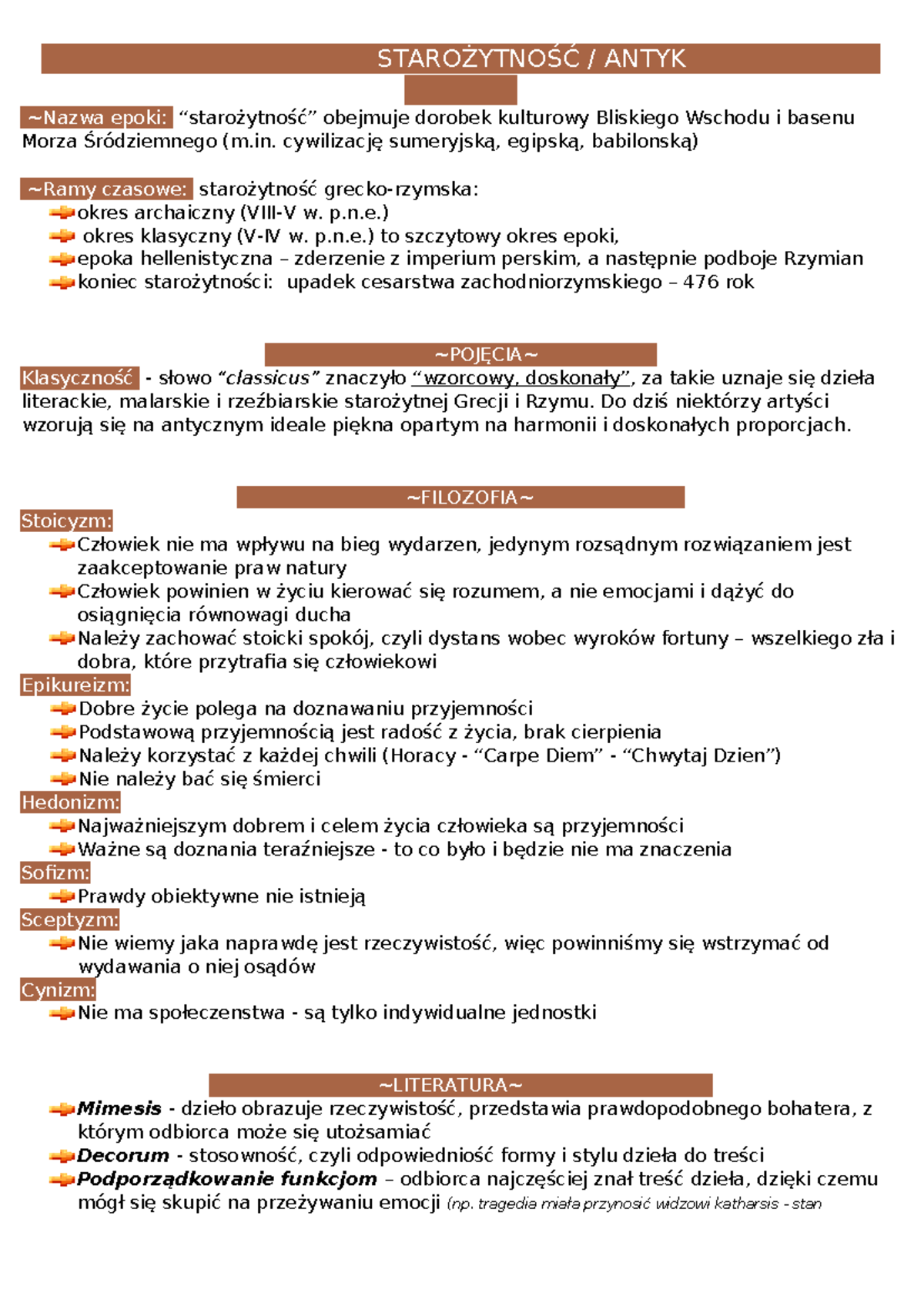Antyk - pojęcia - STAROŻYTNOŚĆ / ANTYK ~Nazwa epoki: “starożytność