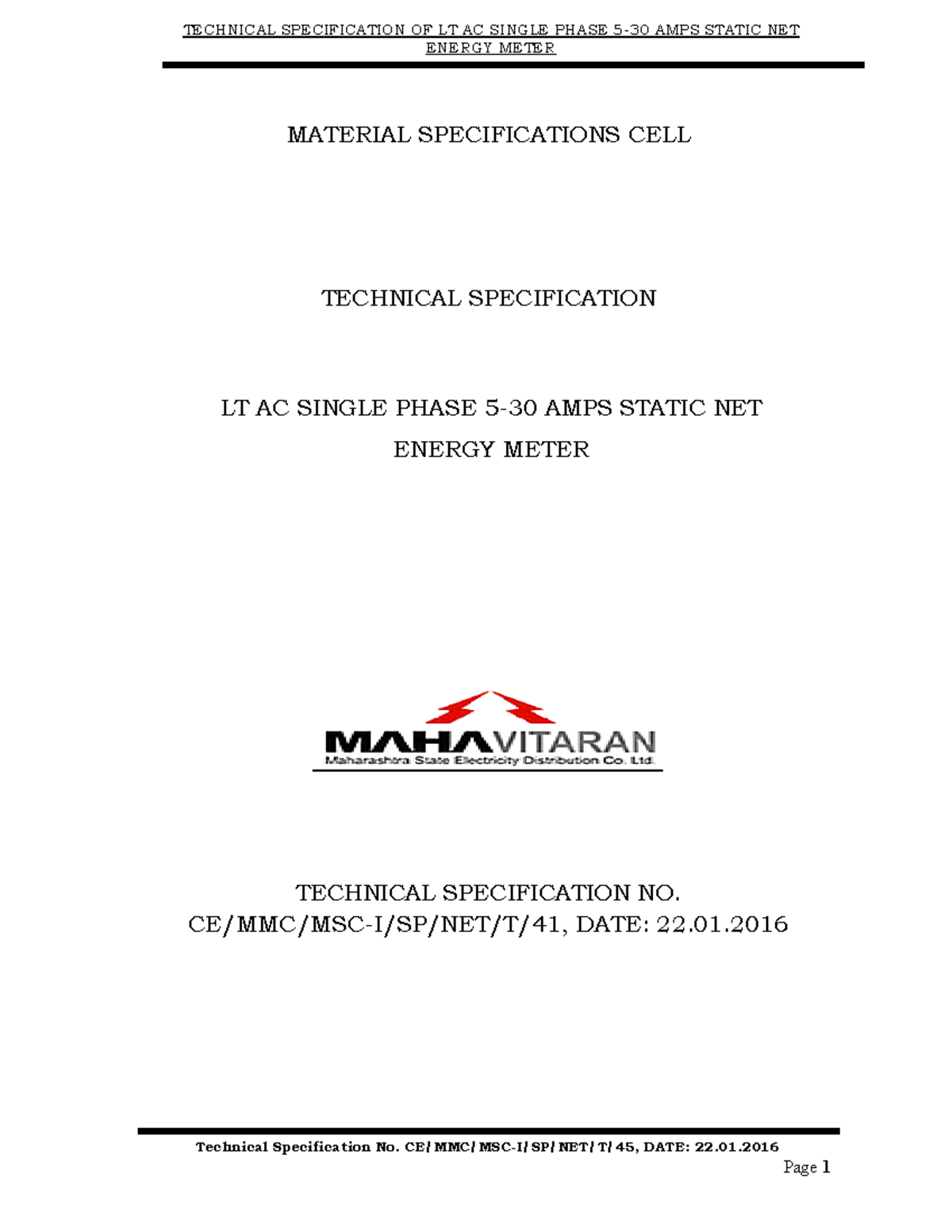 1 Tech spec of SP 5 30A Net meter 22 - ENERGY METER Technical ...
